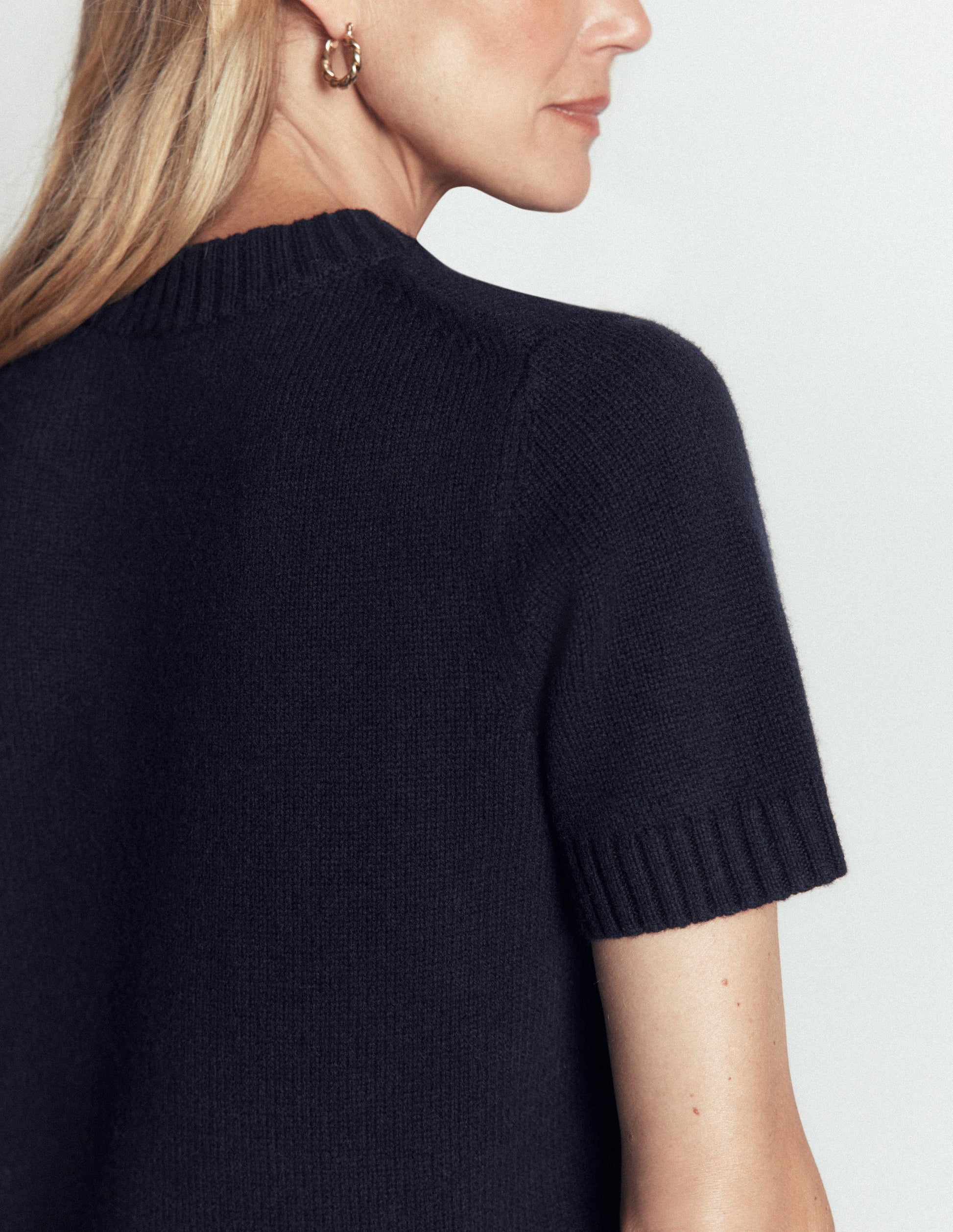 Marta Merino Wool T-shirt-Navy-2