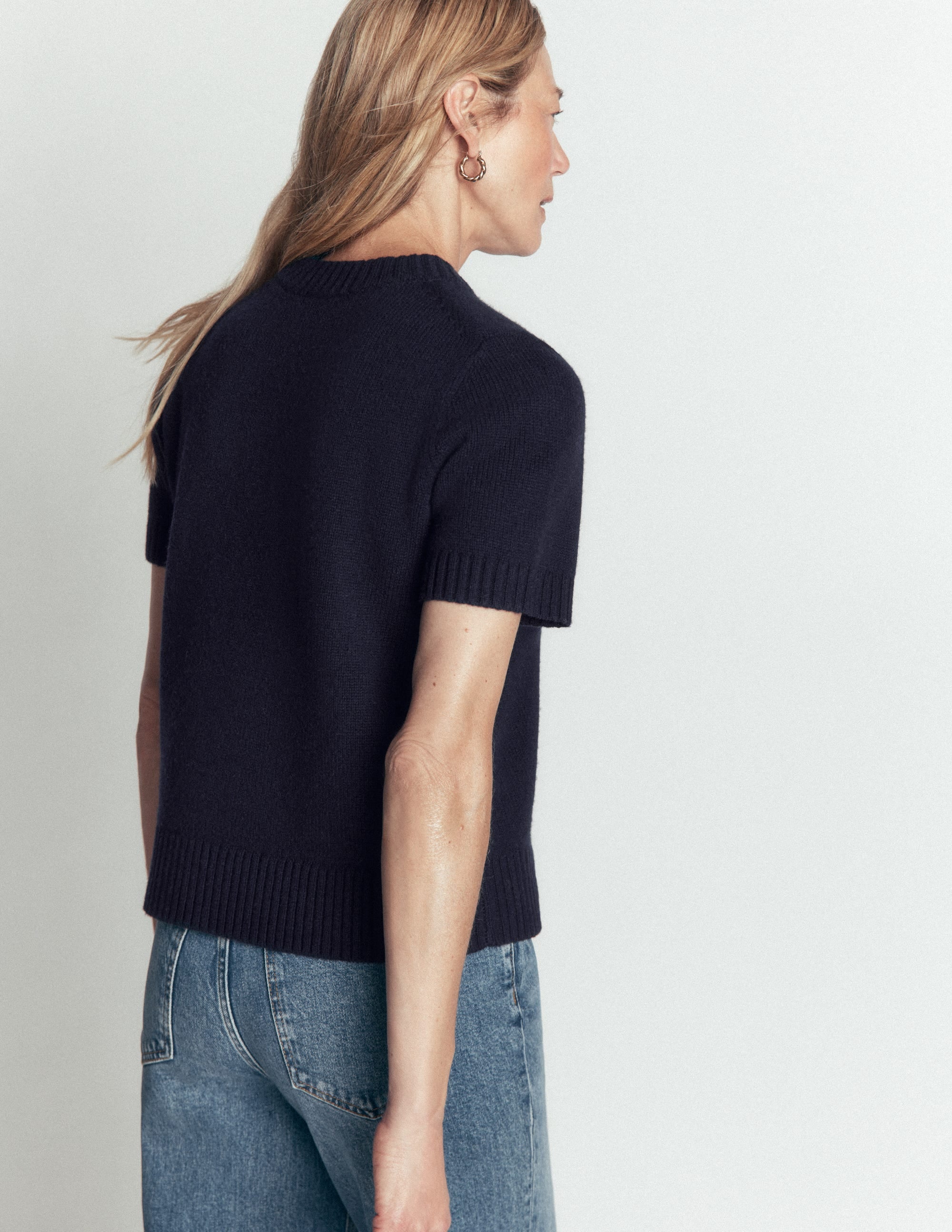 Marta Merino Wool T-shirt-Navy - Image 3