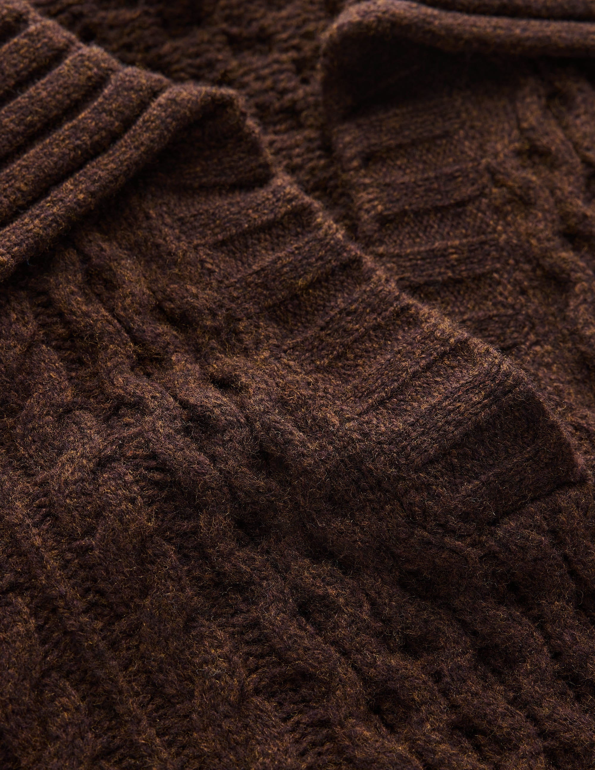 Collared Cable Knit Jumper-Raw Umber - Image 9