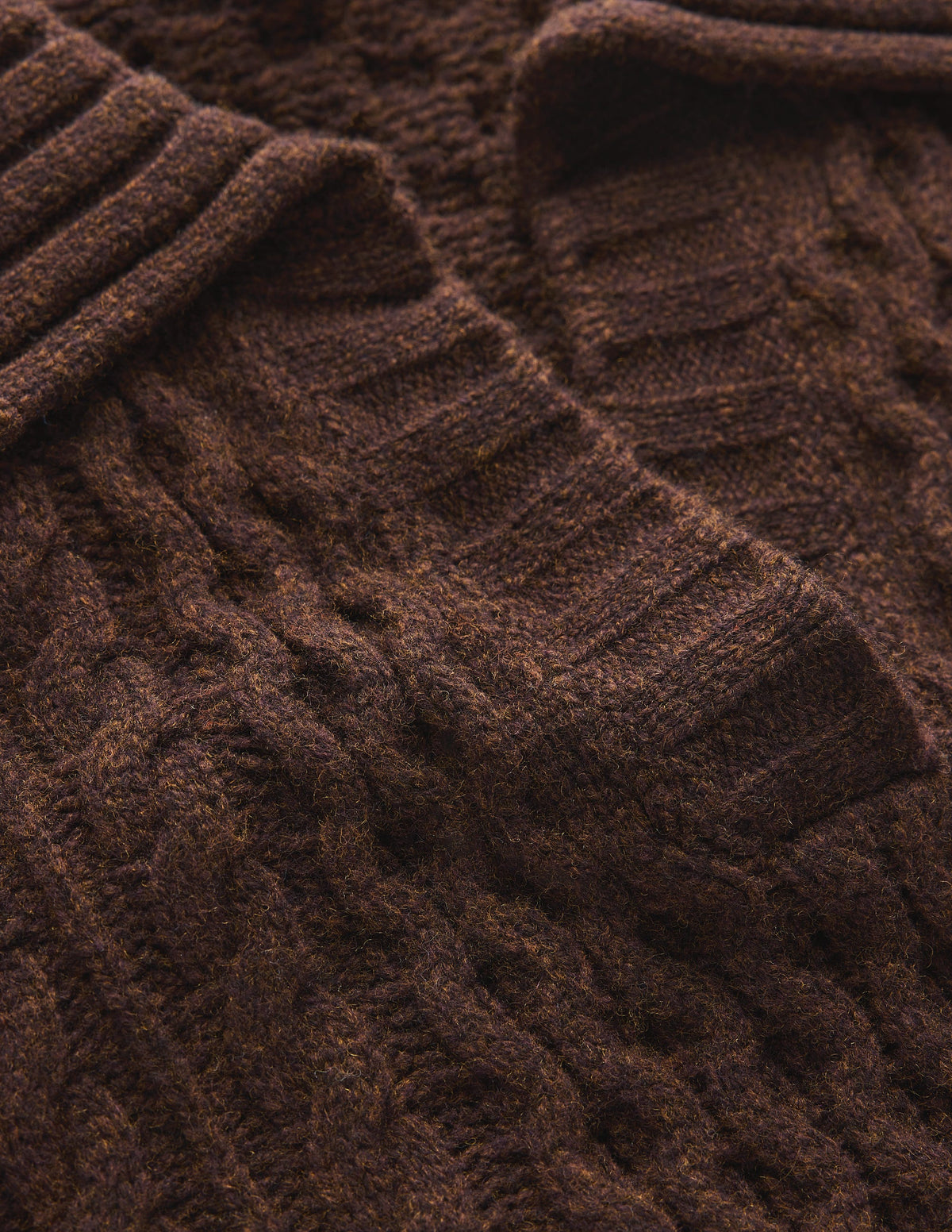 Collared Cable Knit Jumper-Raw Umber - Image 9