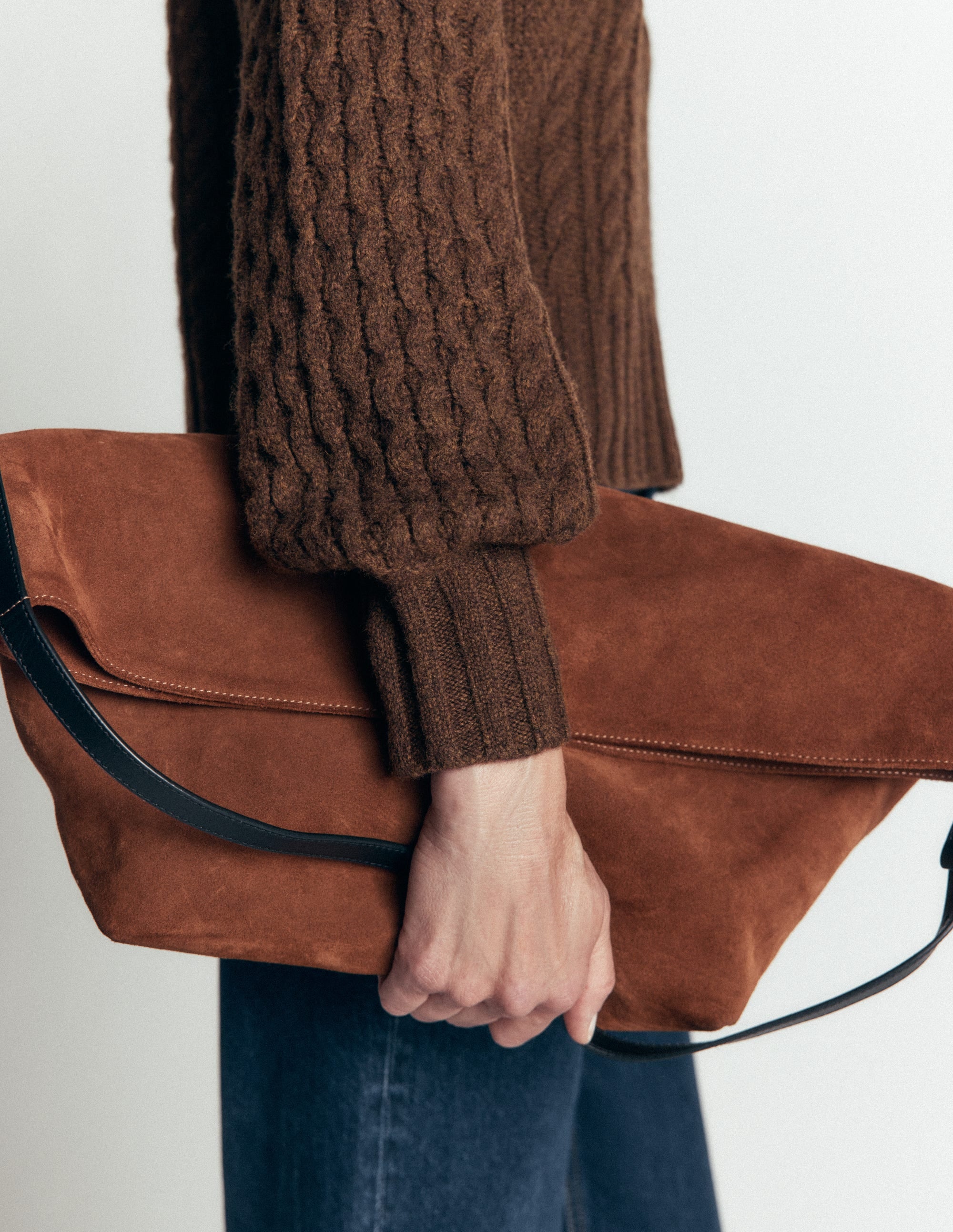 Collared Cable Knit Jumper-Raw Umber - Image 7
