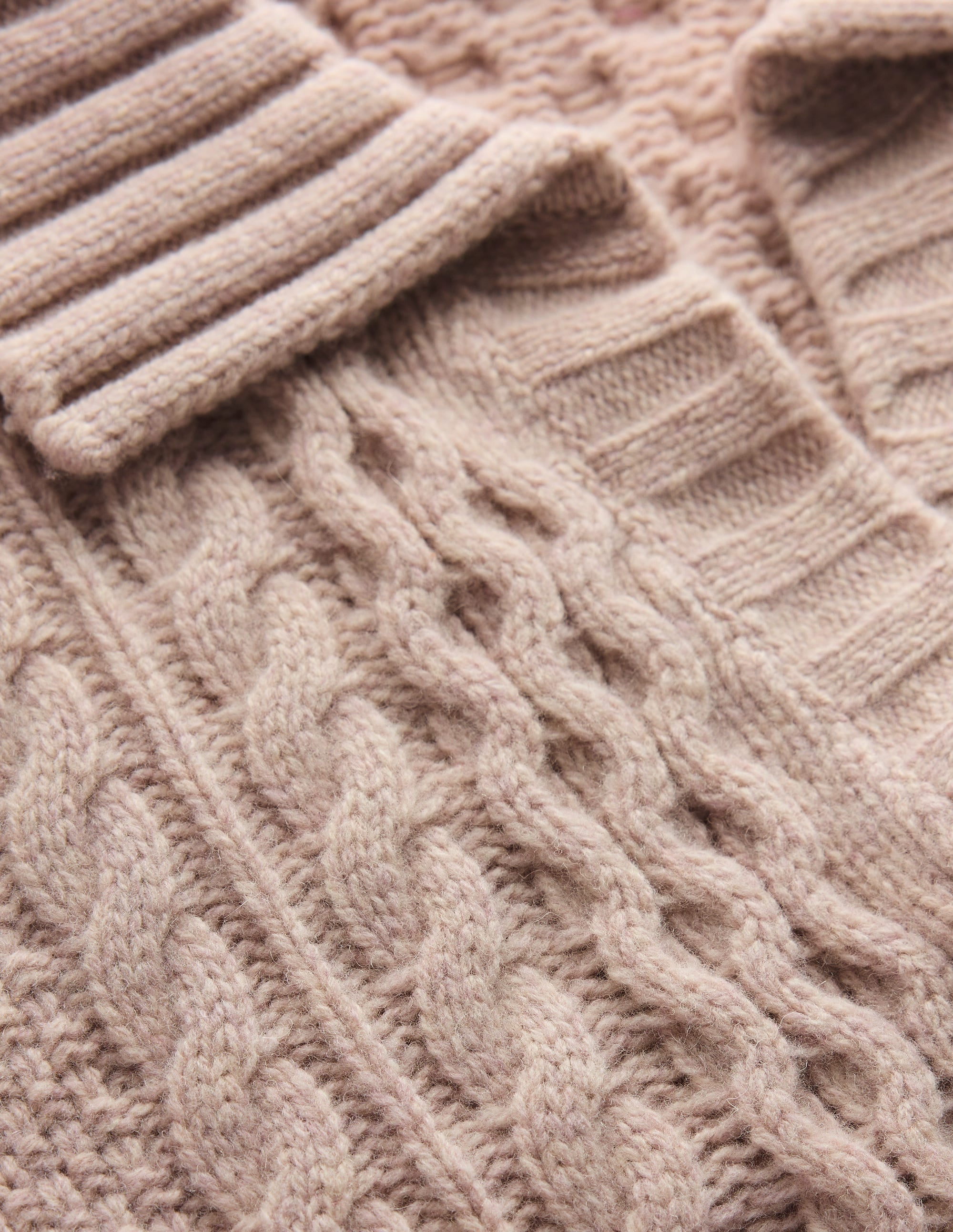 Collared Cable Knit Jumper-Oatmeal - Image 8