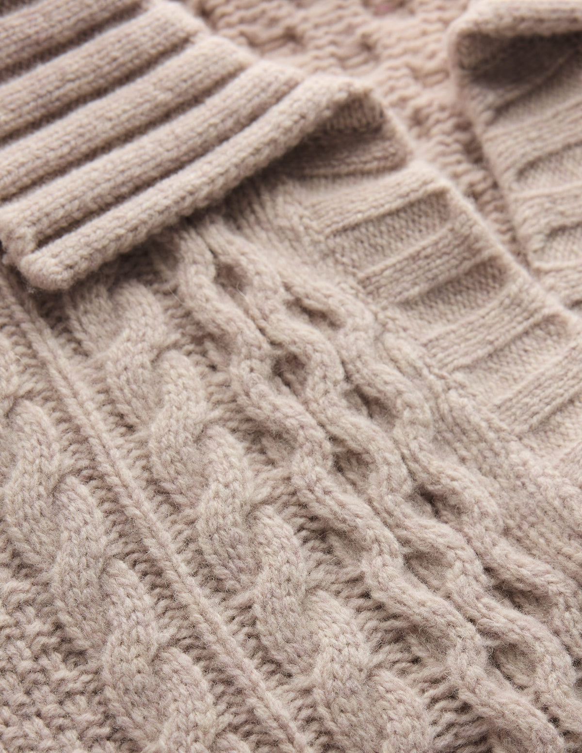 Collared Cable Knit Jumper-Oatmeal-8