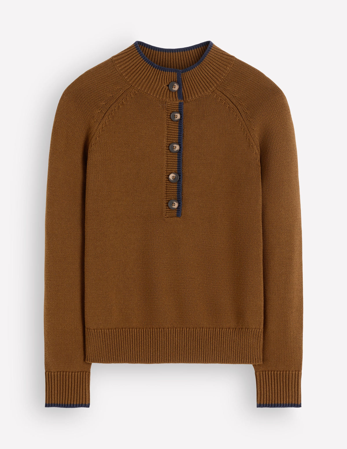 Lara Cotton Button Neck Jumper-Gingerbread-6