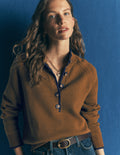 Lara Cotton Button Neck Jumper-Gingerbread