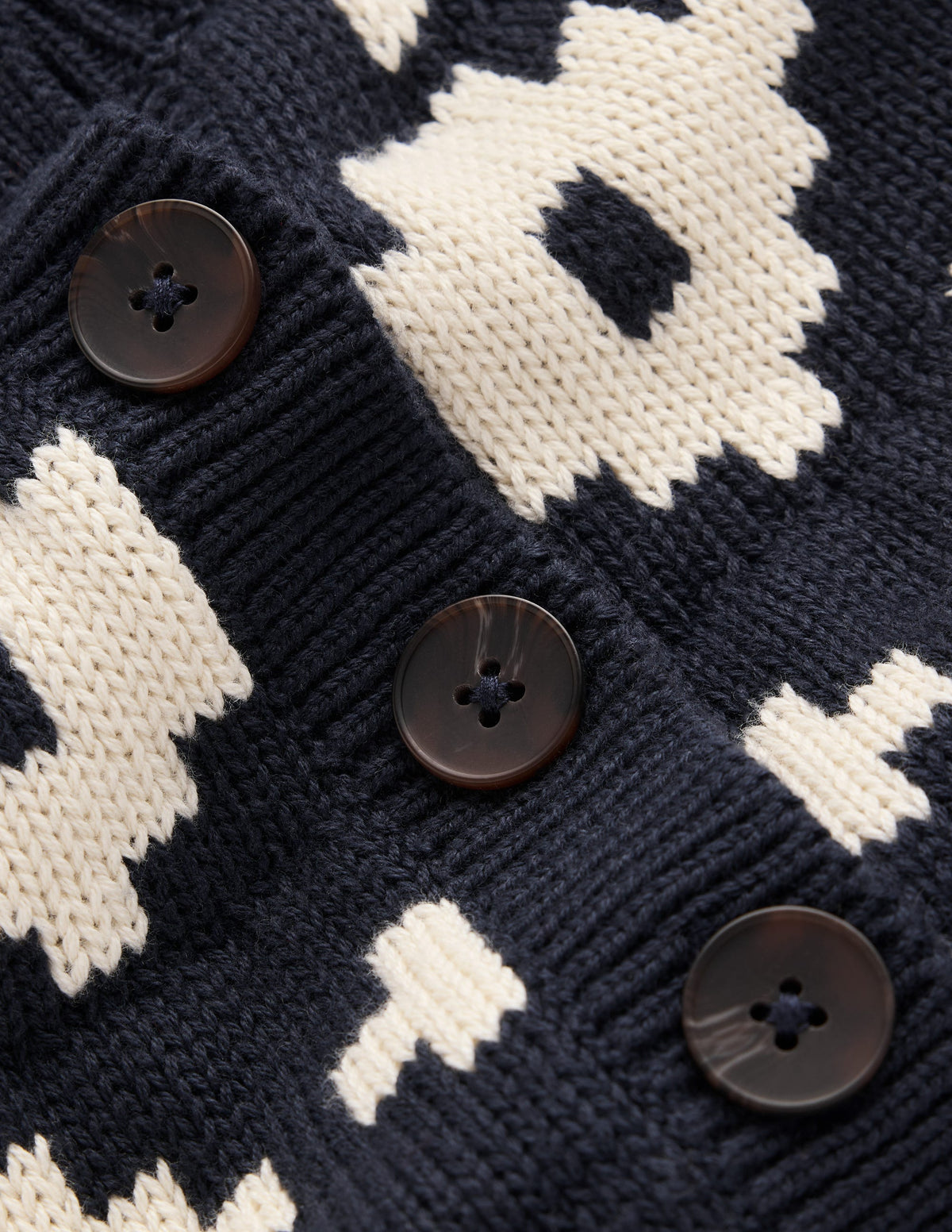 Lara Cotton Button Neck Jumper-Grey Marl, Fair Isle - Image 9
