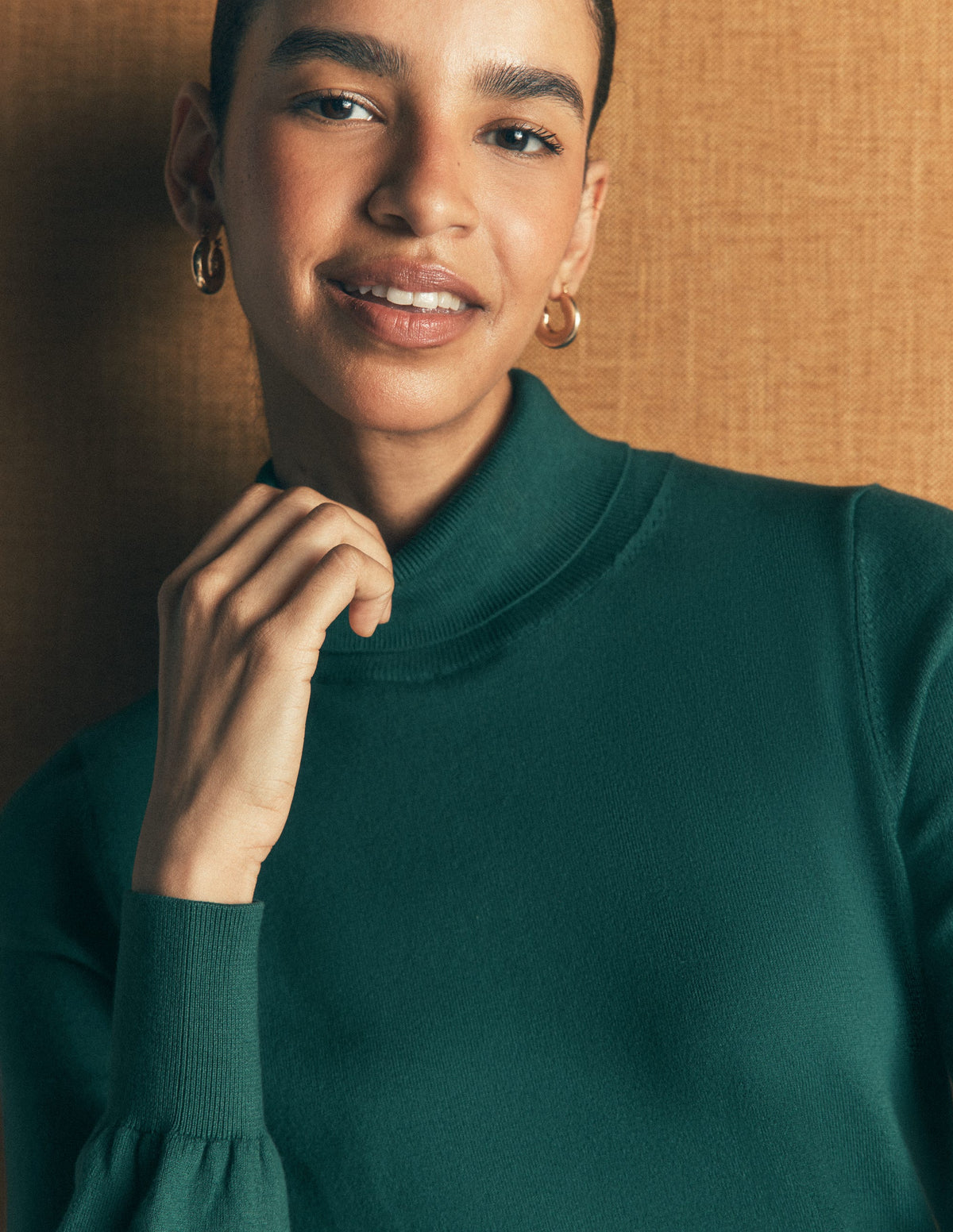 Camilla Roll Neck Jumper-Midnight Teal - Image 2