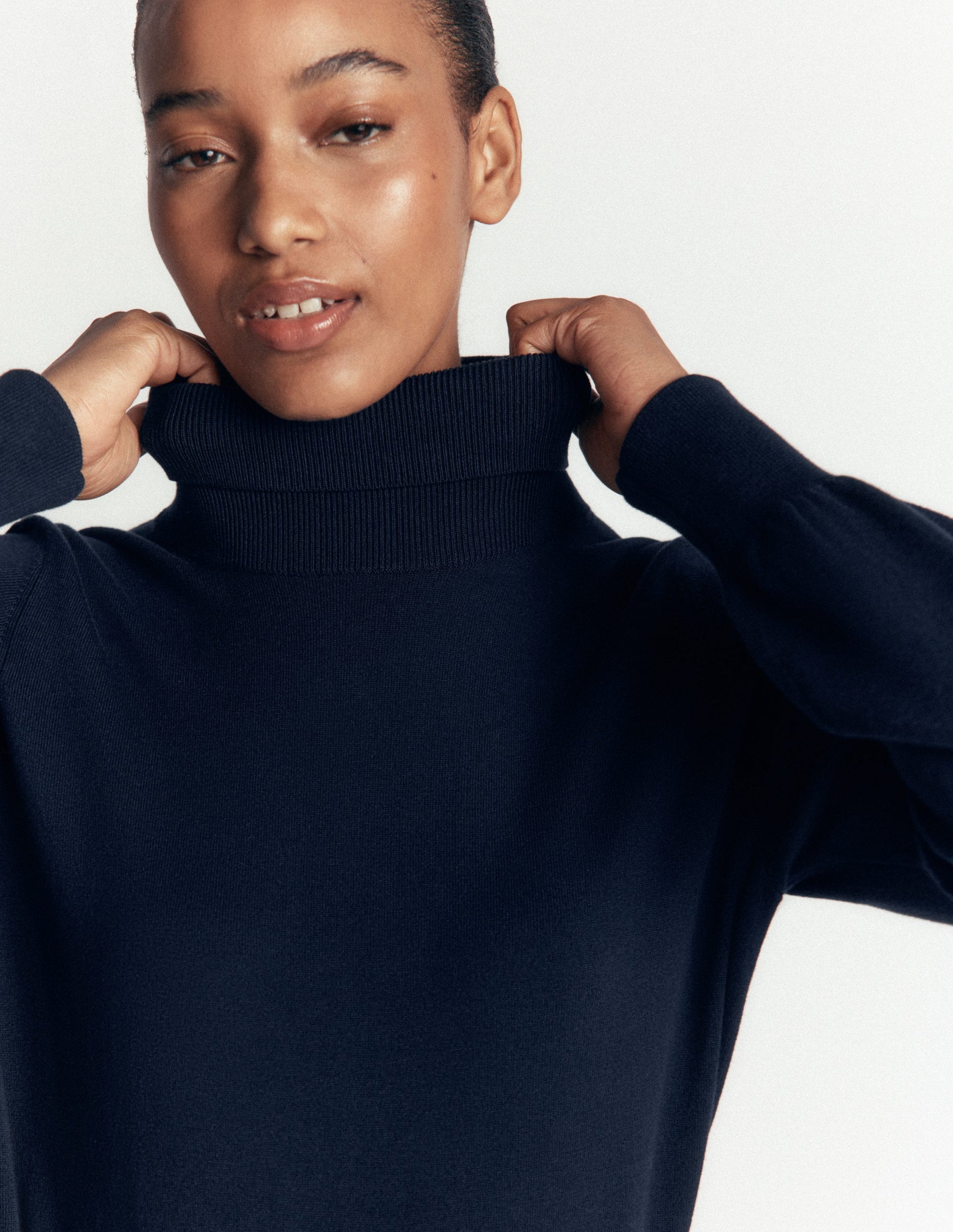 Camilla Roll Neck Jumper-Navy-2