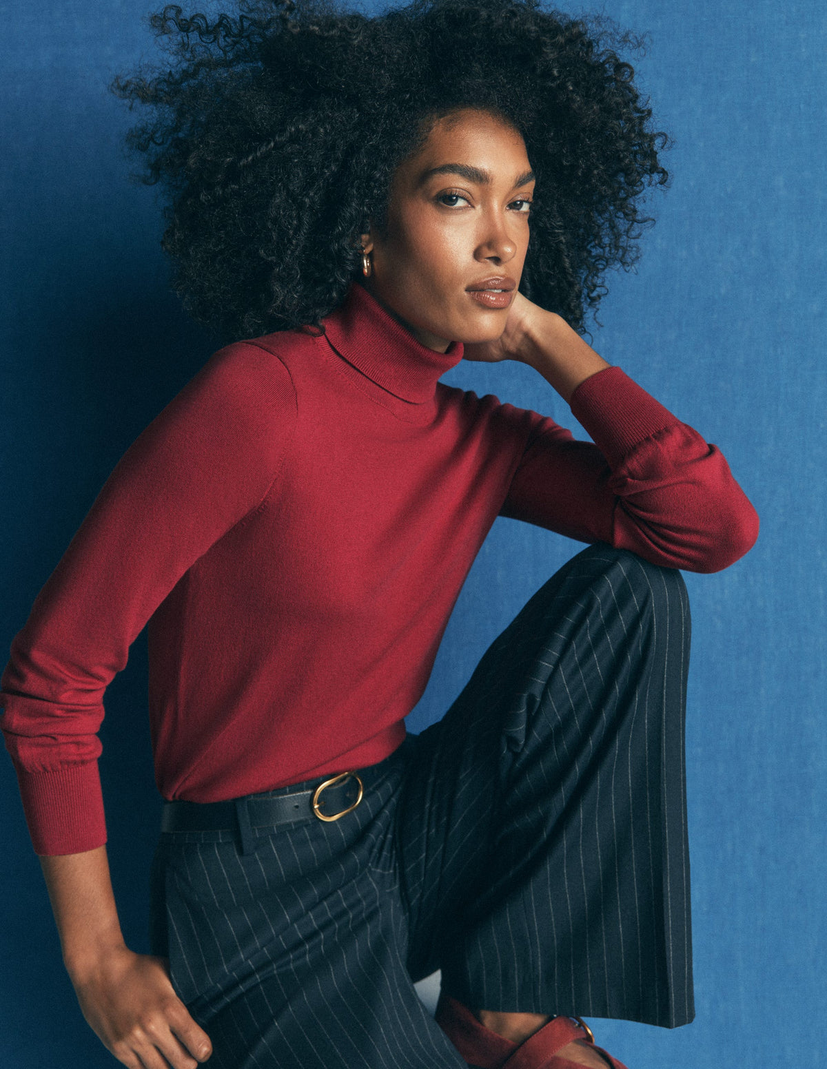Camilla Roll Neck Jumper-Red Earth - Image 1