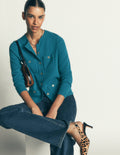 Marianne Merino Wool Cardigan-Storm Blue