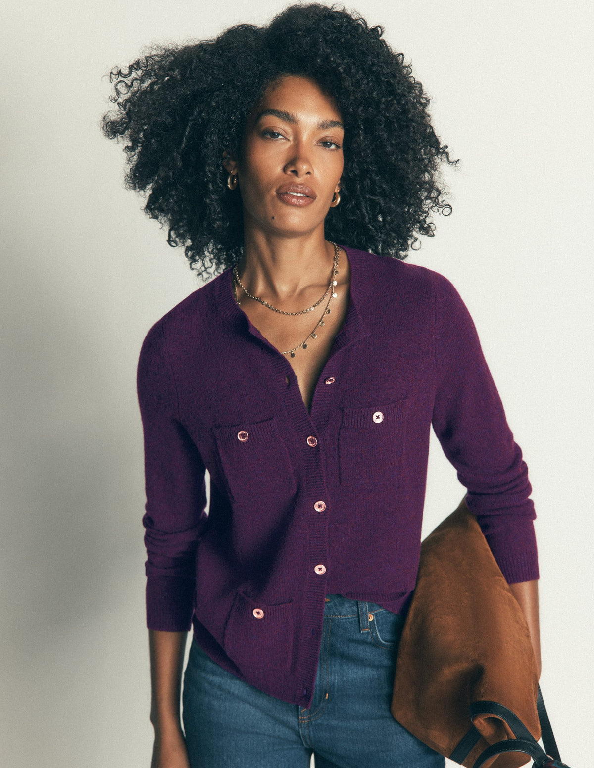 Marianne Merino Wool Cardigan-Dark Cherry-1