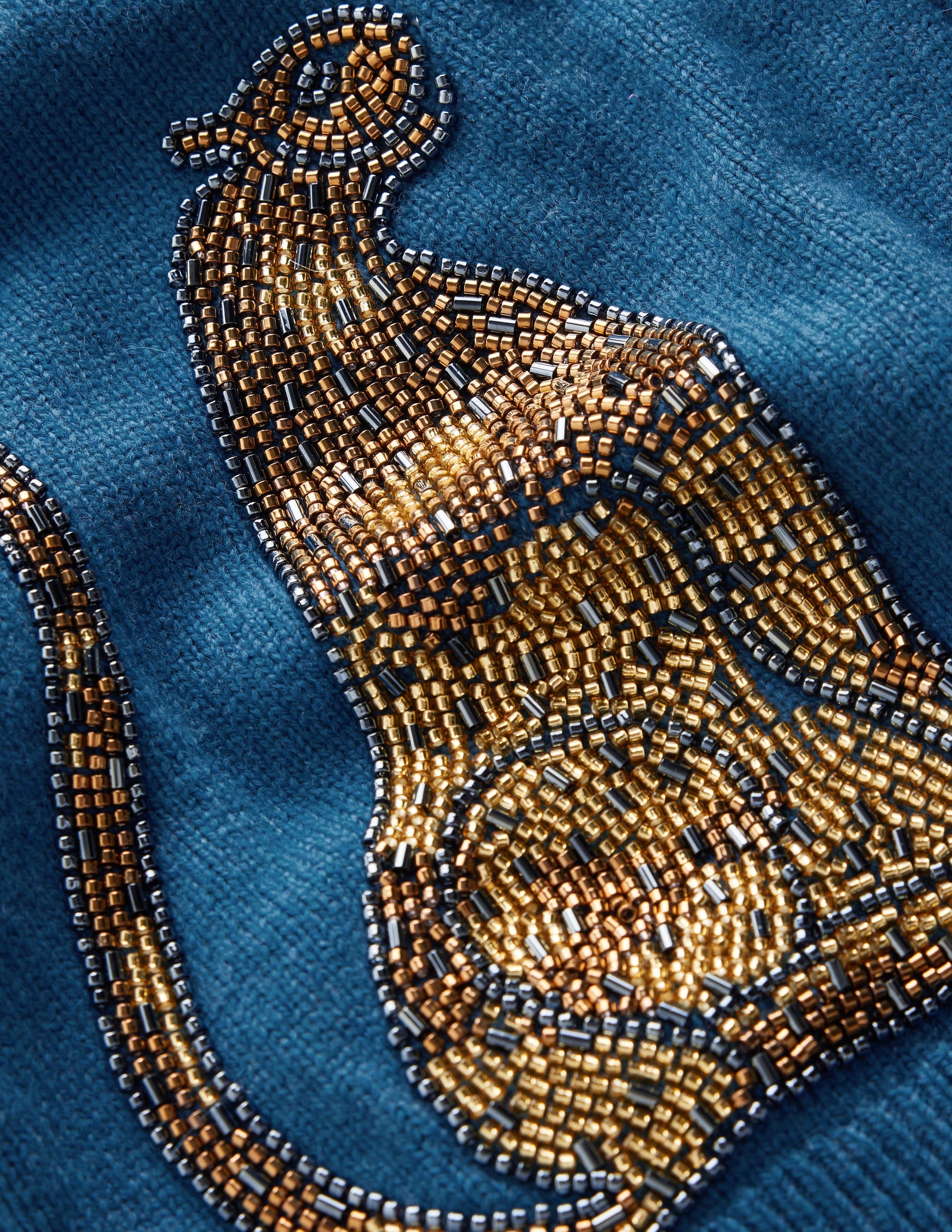 Ria Embellished Knit Cardigan-Blue, Palm-9