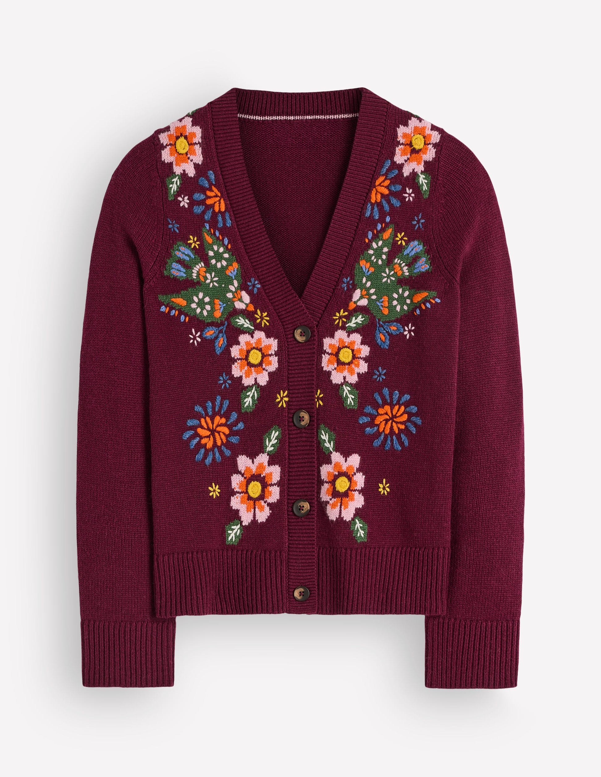 Ella Embroidered Knit Cardigan-Dark Cherry, Embroidery-6