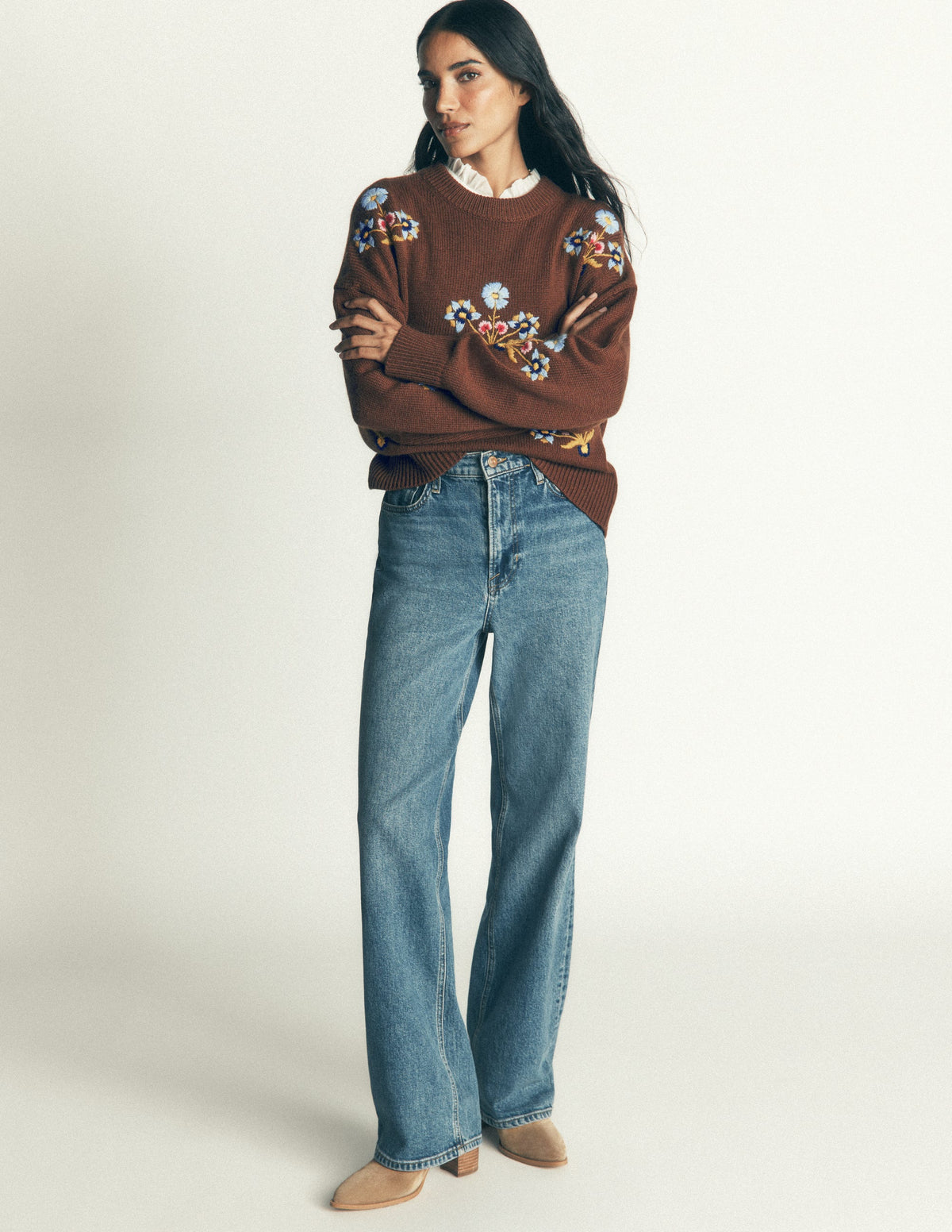 Ella Embroidered Knit Jumper-Raw Umber Embroidery-6