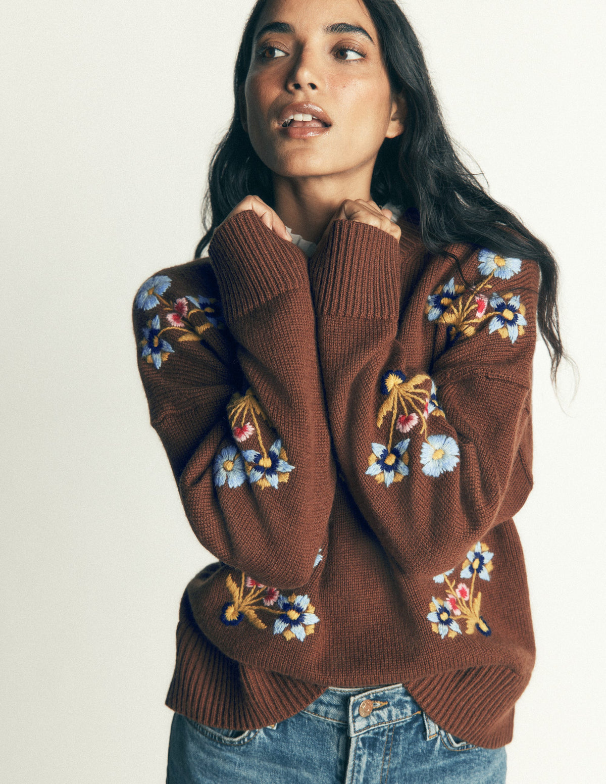 Ella Embroidered Knit Jumper-Raw Umber Embroidery - Image 6