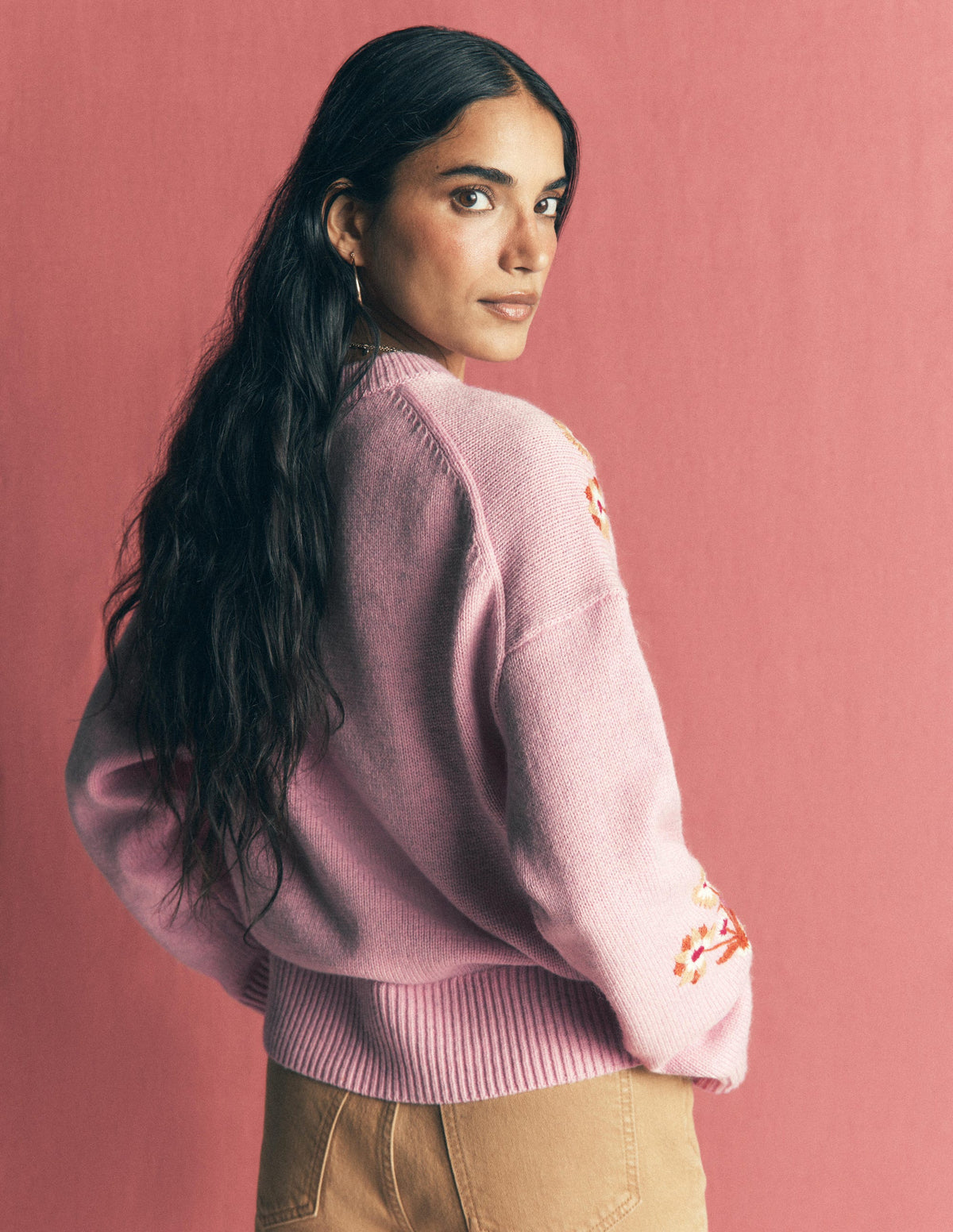 Ella Embroidered Knit Jumper-Spring Blossom Pink, Floral-3