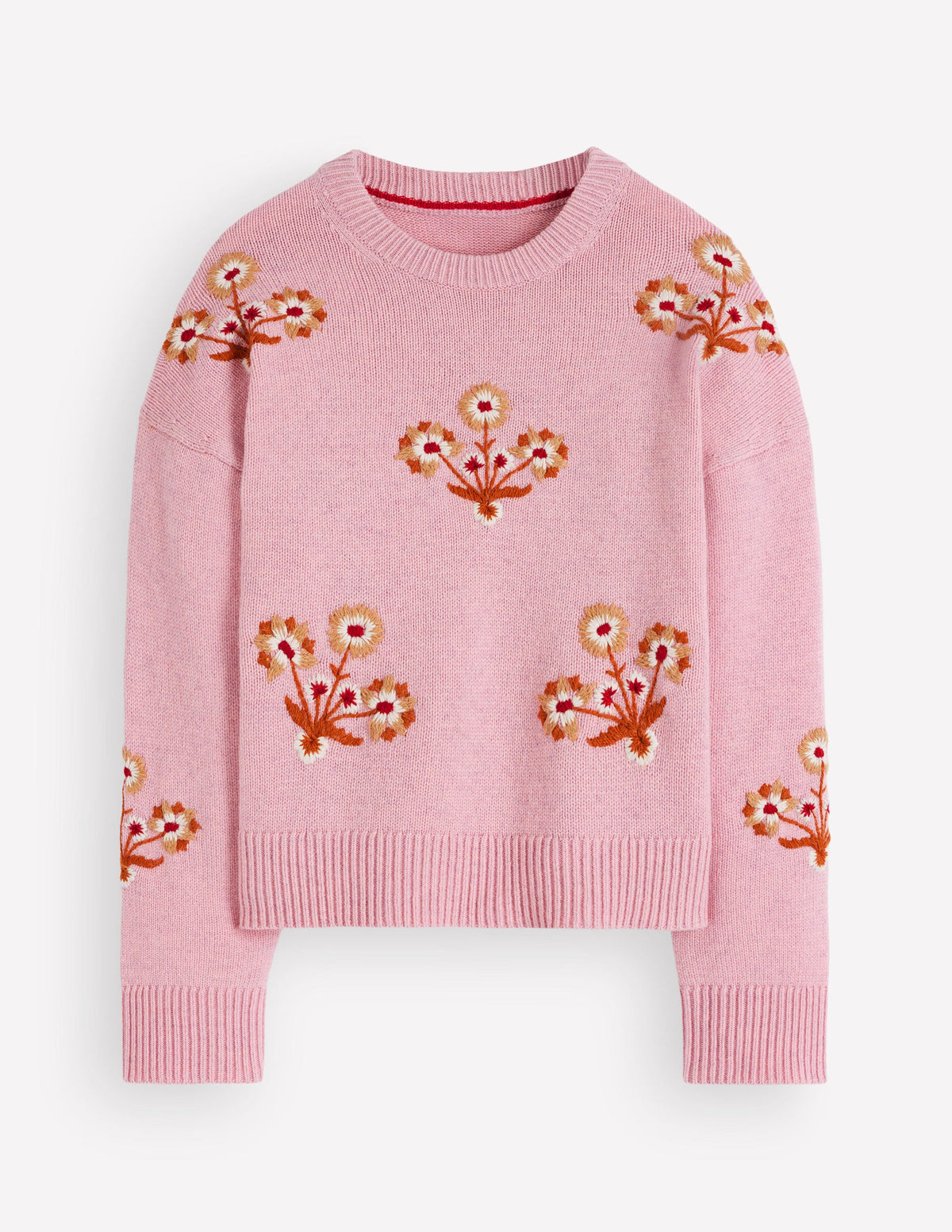 Ella Embroidered Knit Jumper-Spring Blossom Pink, Floral - Image 5