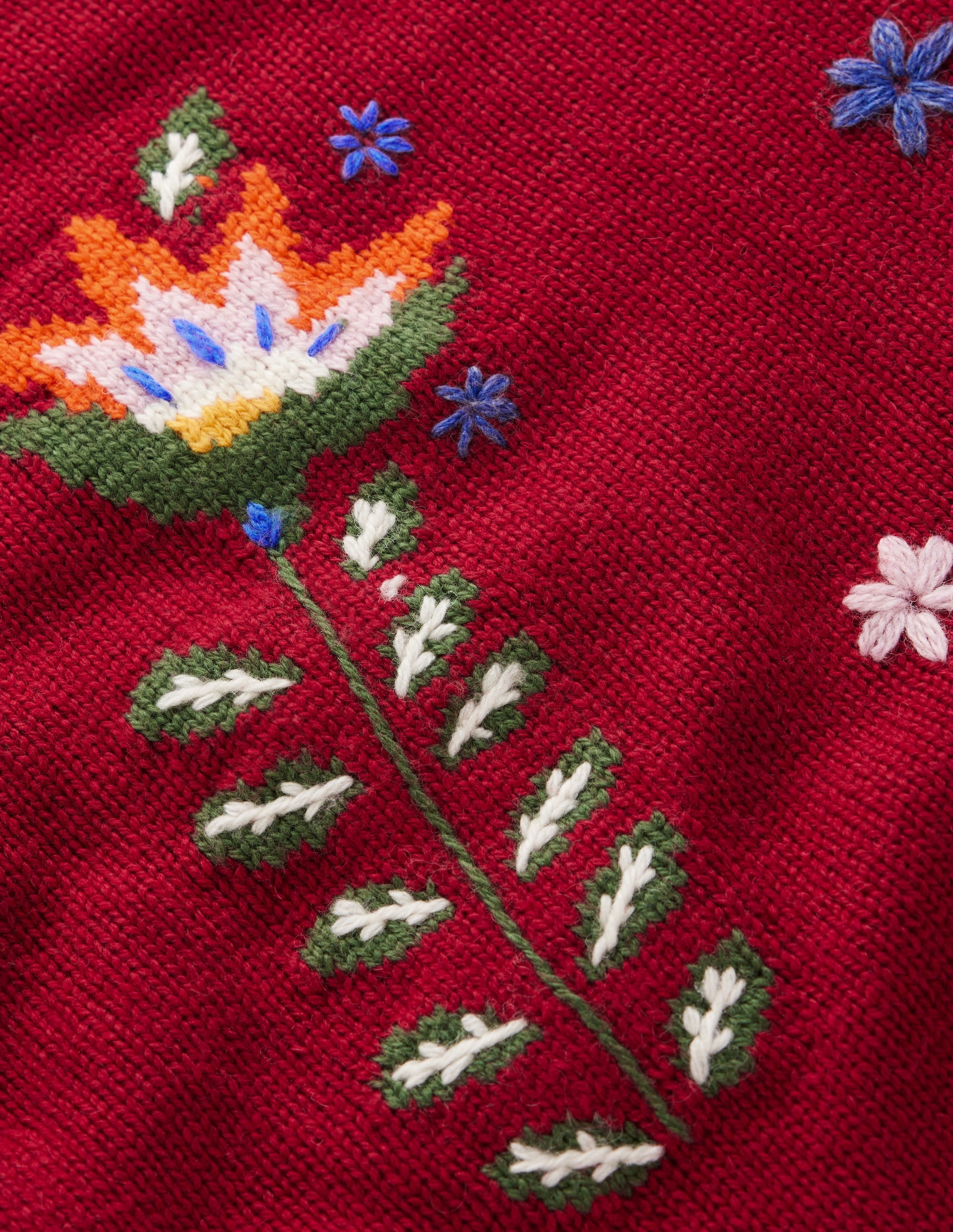 Ella Embroidered Knit Jumper-Crimson Red Embroidery - Image 7