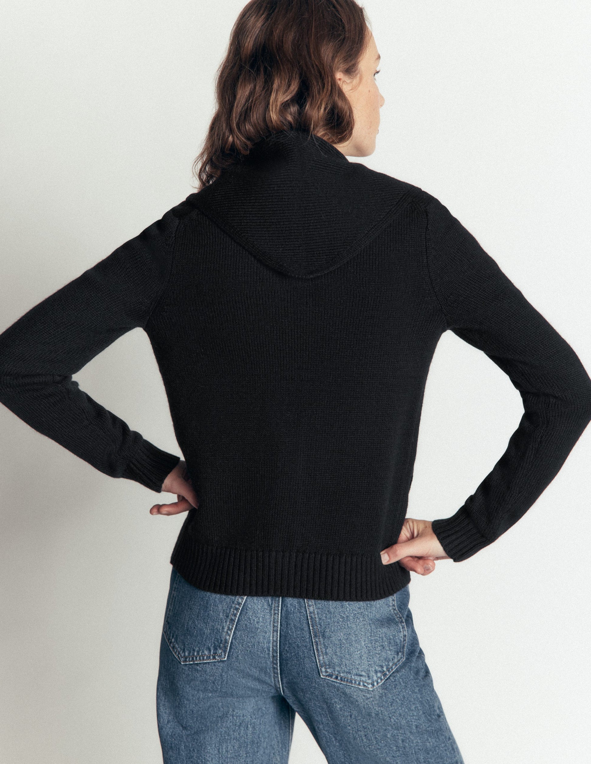 Lydia Tie Neck Knit Cardigan-Black-3