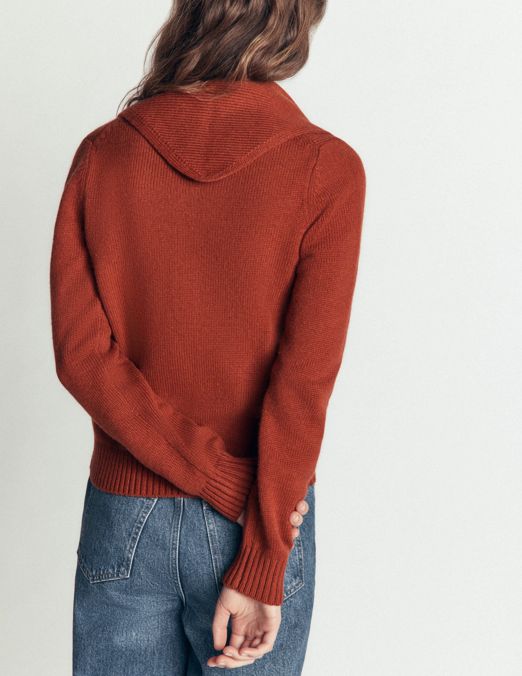 Lydia Tie Neck Knit Cardigan-Burnt Henna - Image 3