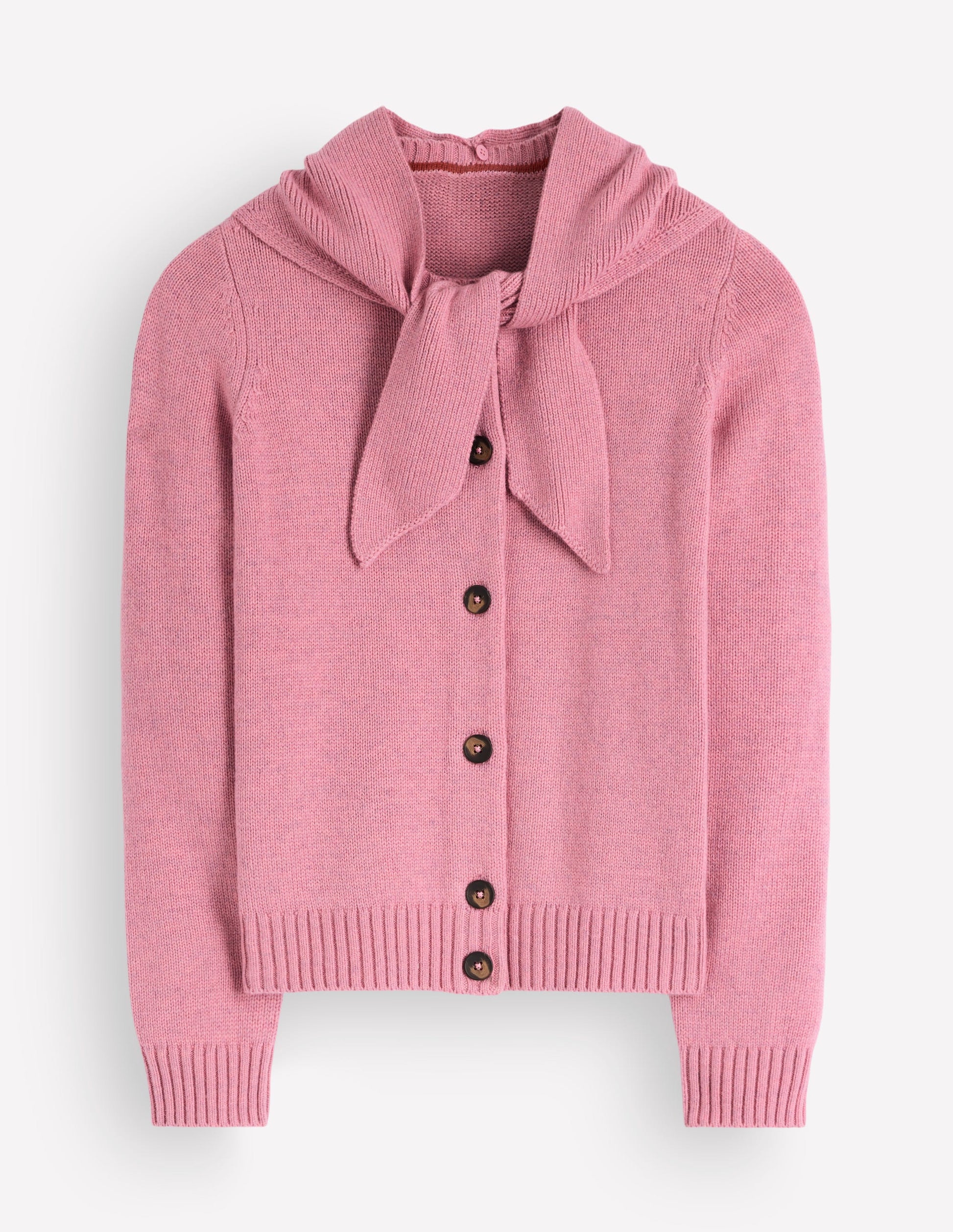 Lydia Tie Neck Knit Cardigan-Heather Rose Melange-6