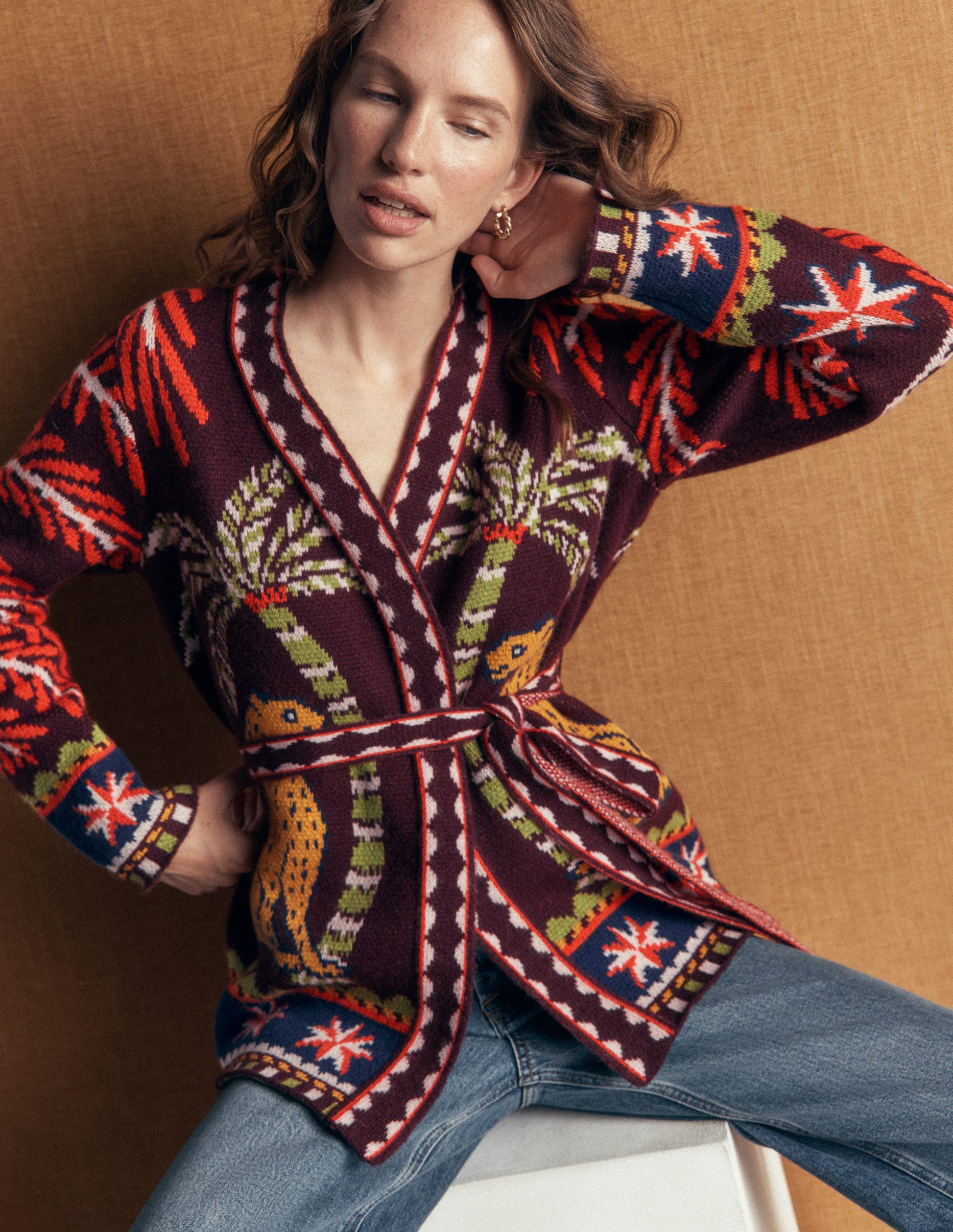 Belted Wrap Knitted Cardigan-Winetasting-2