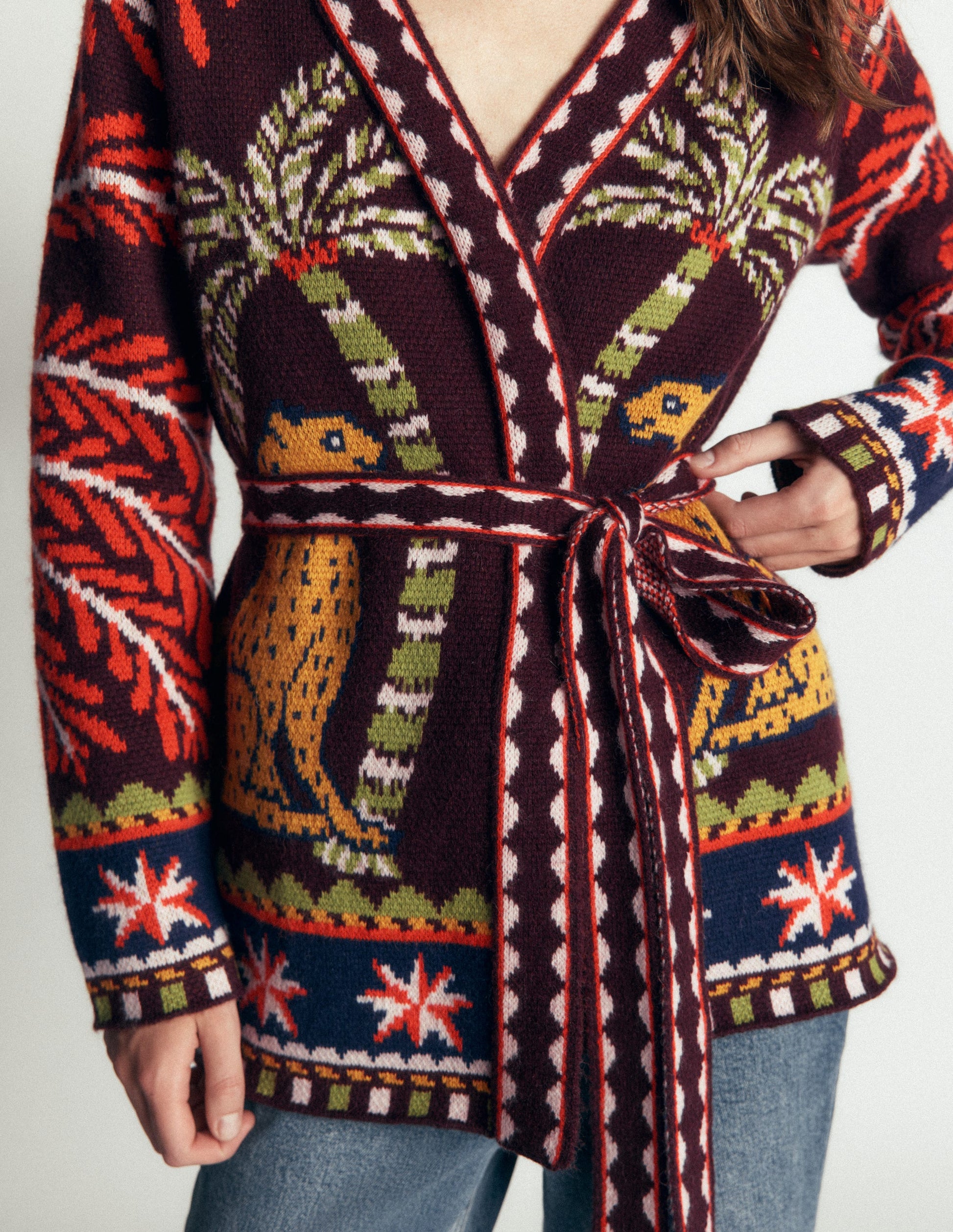 Belted Wrap Knitted Cardigan-Winetasting-3