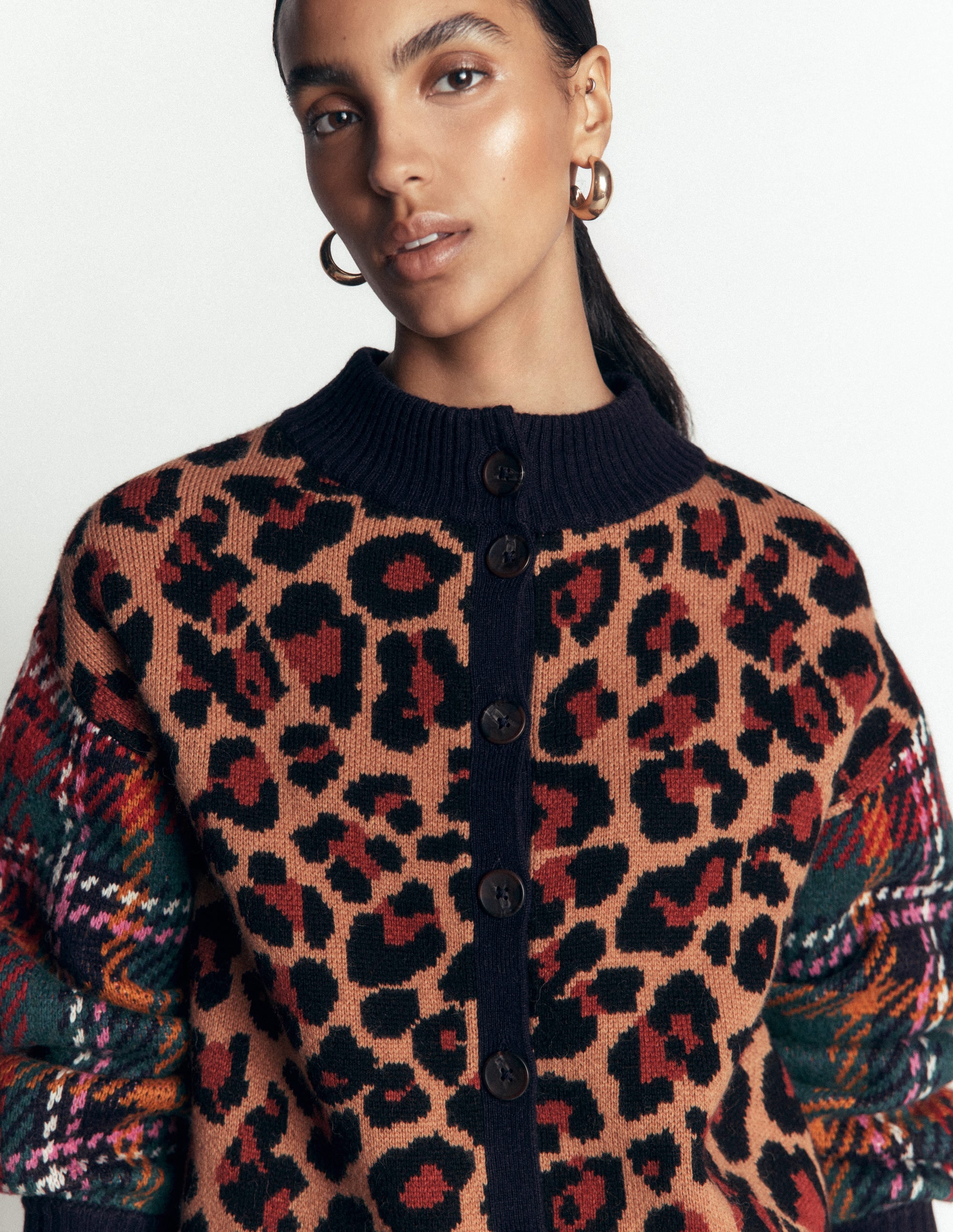 Jemma Jacquard Knit Cardigan-Leopard Hotch - Image 2