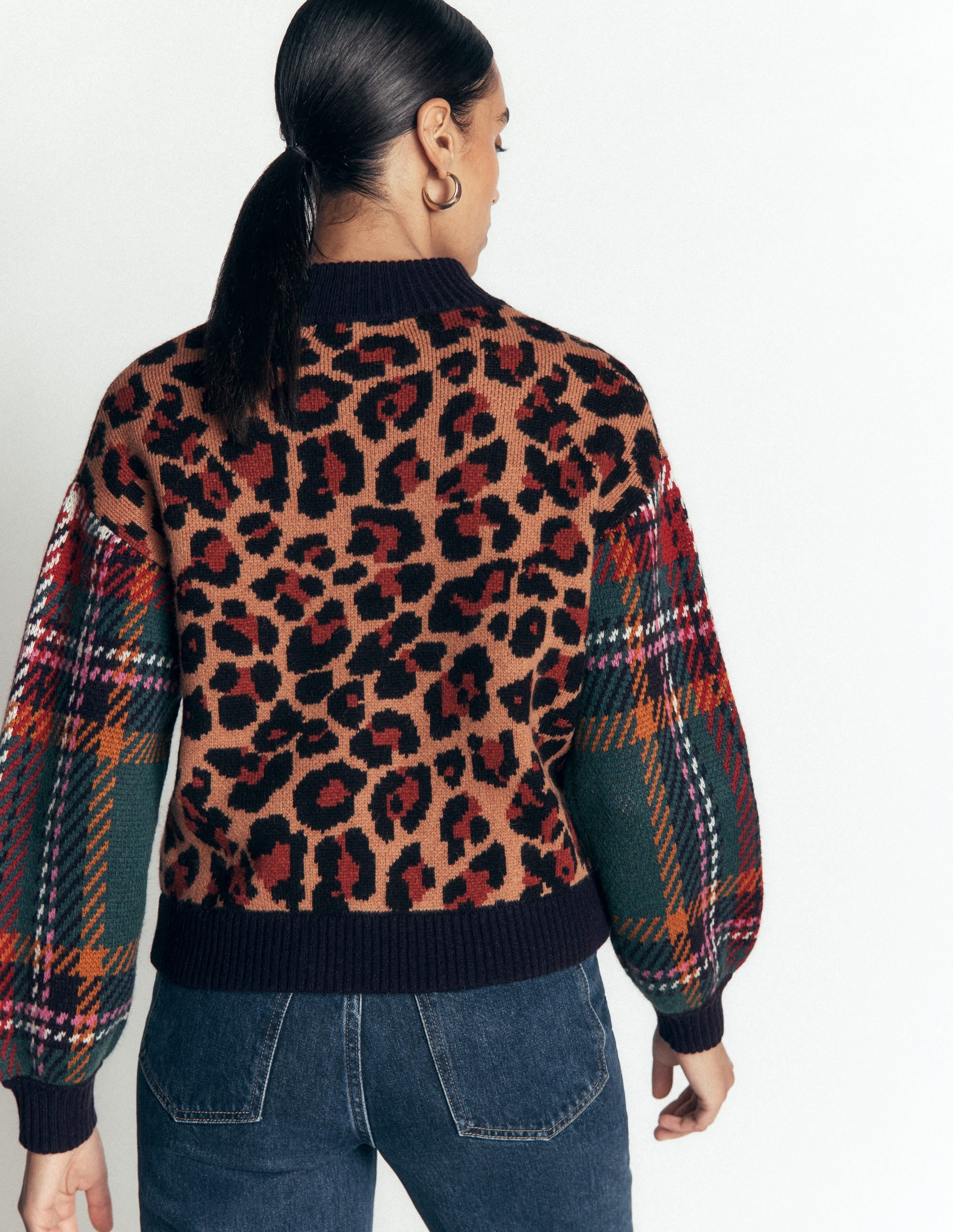 Jemma Jacquard Knit Cardigan-Leopard Hotch - Image 3