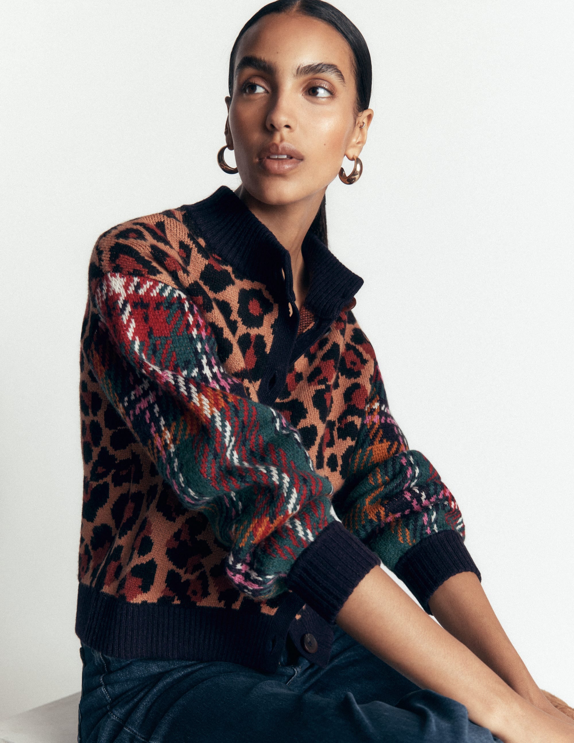 Jemma Jacquard Knit Cardigan-Leopard Hotch - Image 4