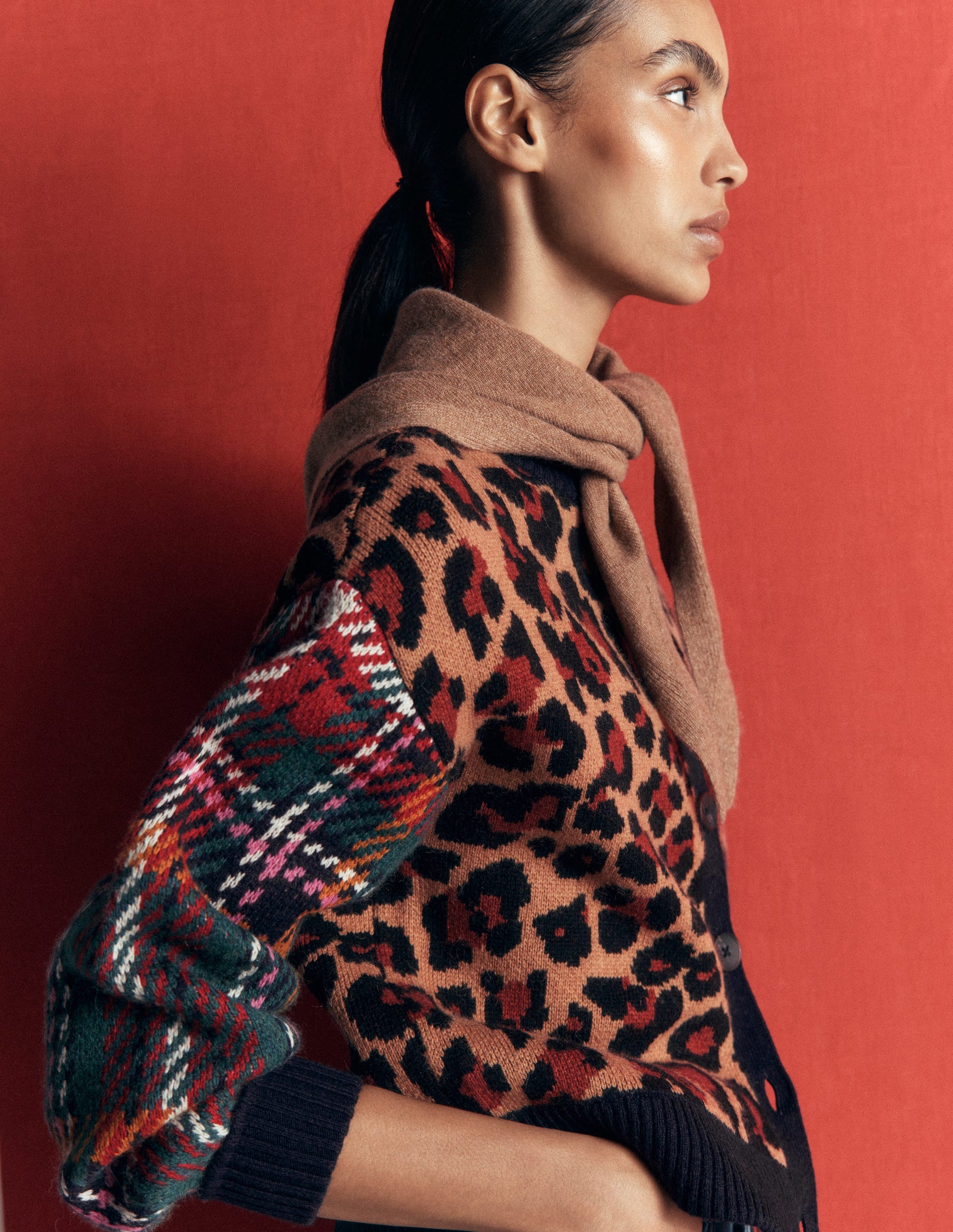 Jemma Jacquard Knit Cardigan-Leopard Hotch-5
