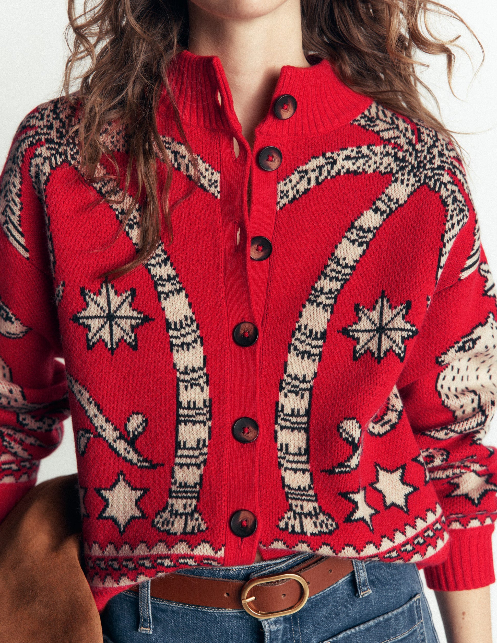 Jemma Jacquard Knit Cardigan-Merida Red Palm Tree-4