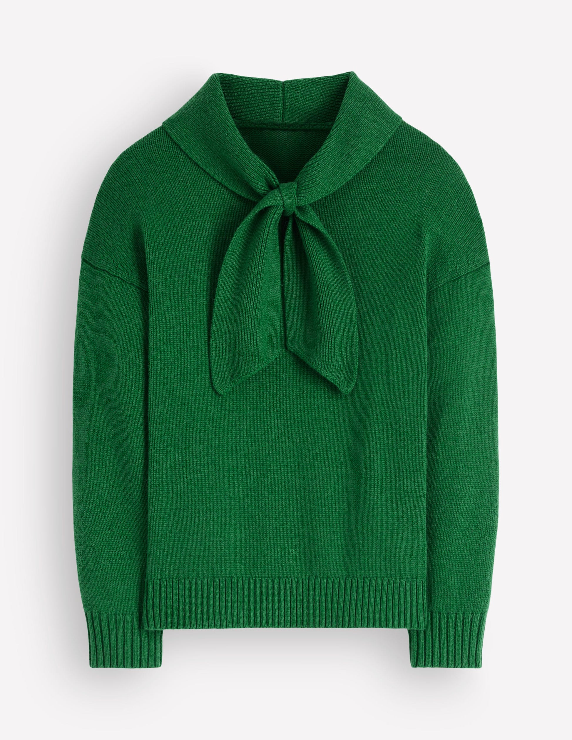 Lydia Tie Neck Knitted Jumper-Hunter Green Melange-6