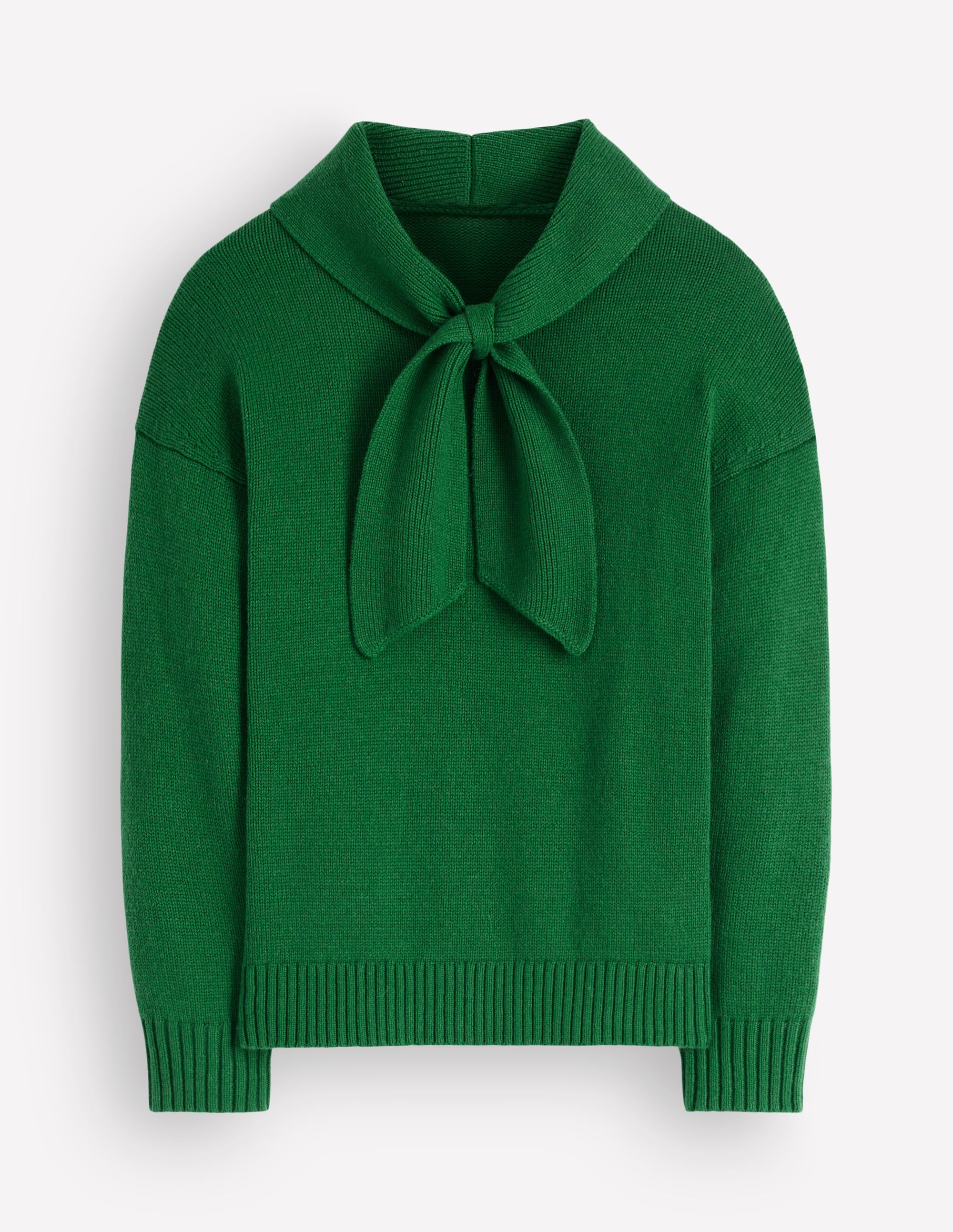Lydia Tie Neck Knitted Jumper-Hunter Green Melange - Image 6