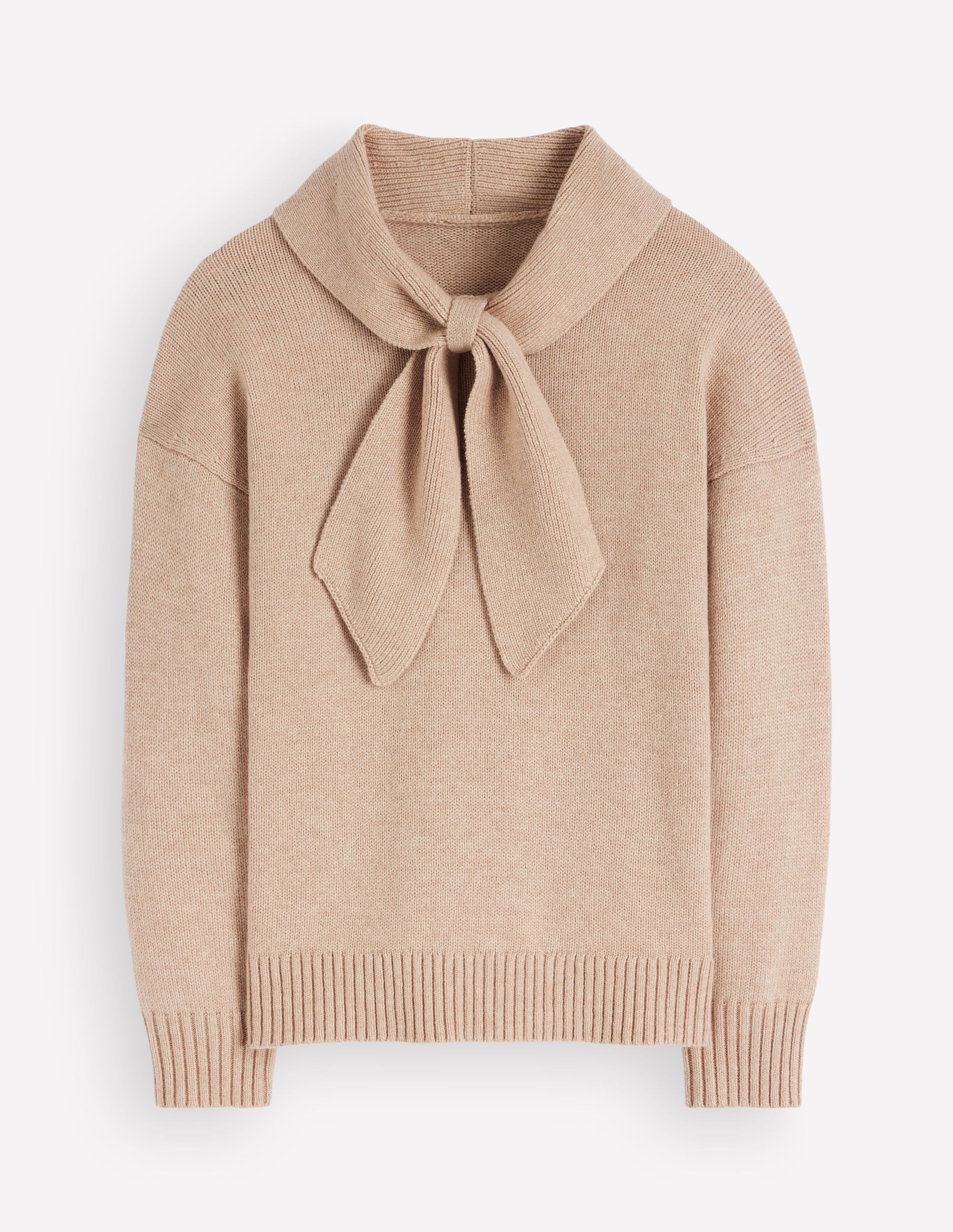 Lydia Tie Neck Knitted Jumper-Chinchilla Melange - Image 6