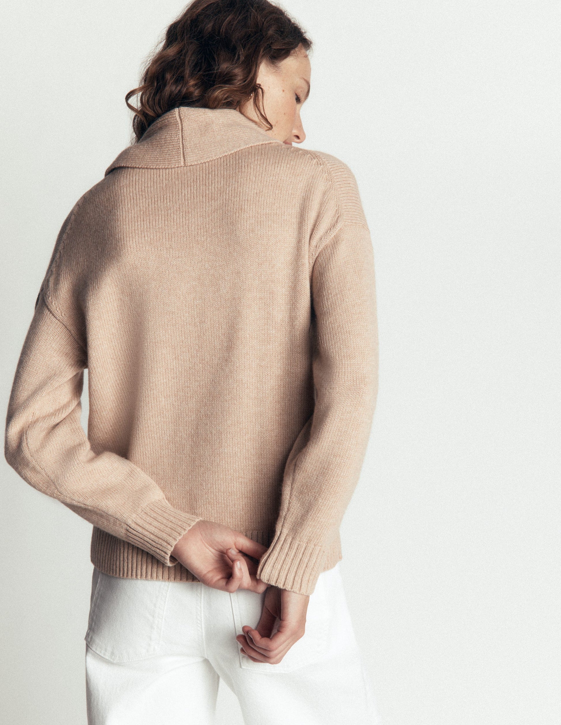 Lydia Tie Neck Knitted Jumper-Chinchilla Melange-3