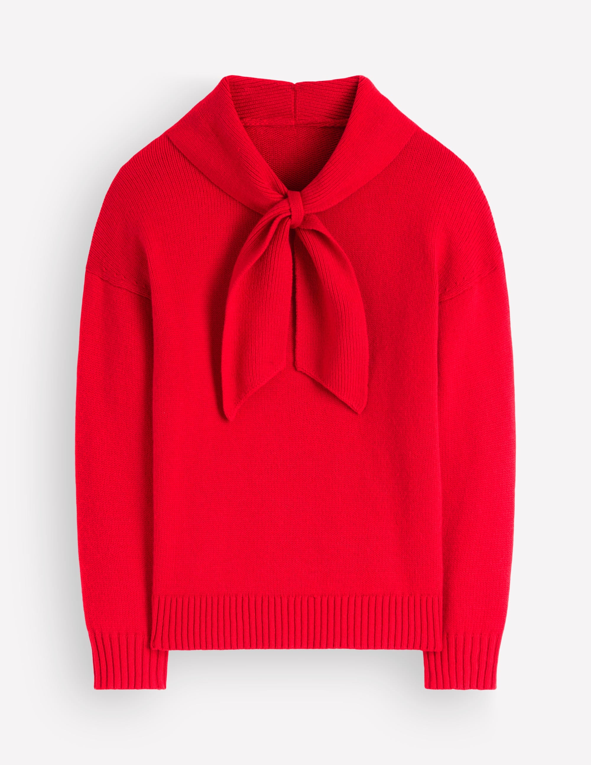 Lydia Tie Neck Knitted Jumper-Poppy Red - Image 6