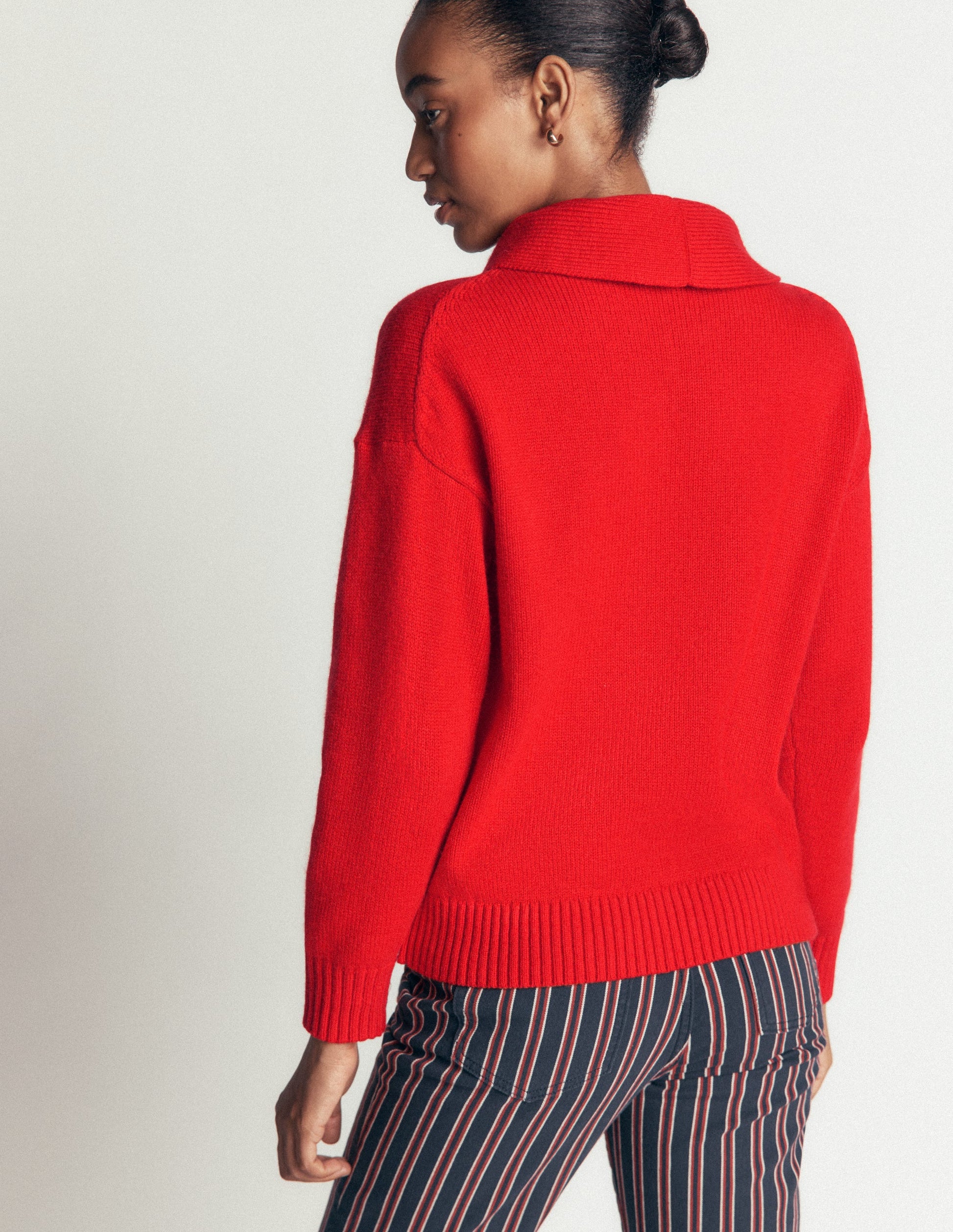 Lydia Tie Neck Knitted Jumper-Poppy Red-4