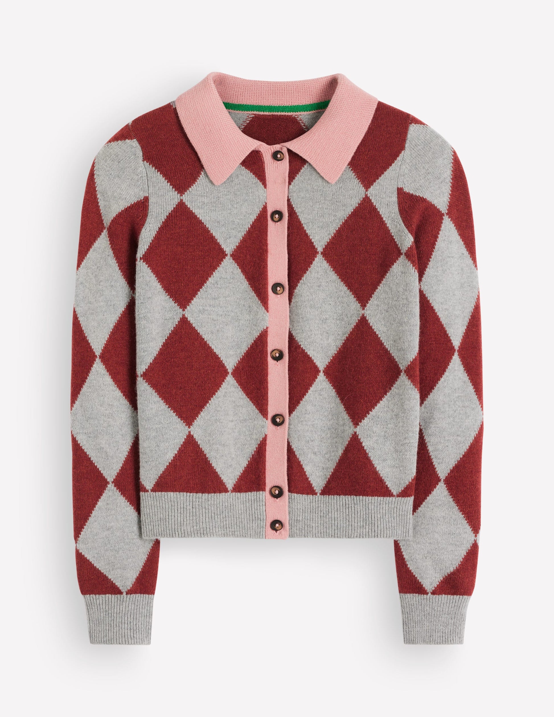 Ariadne Wool Blend Cardigan-Brown Argyle-7