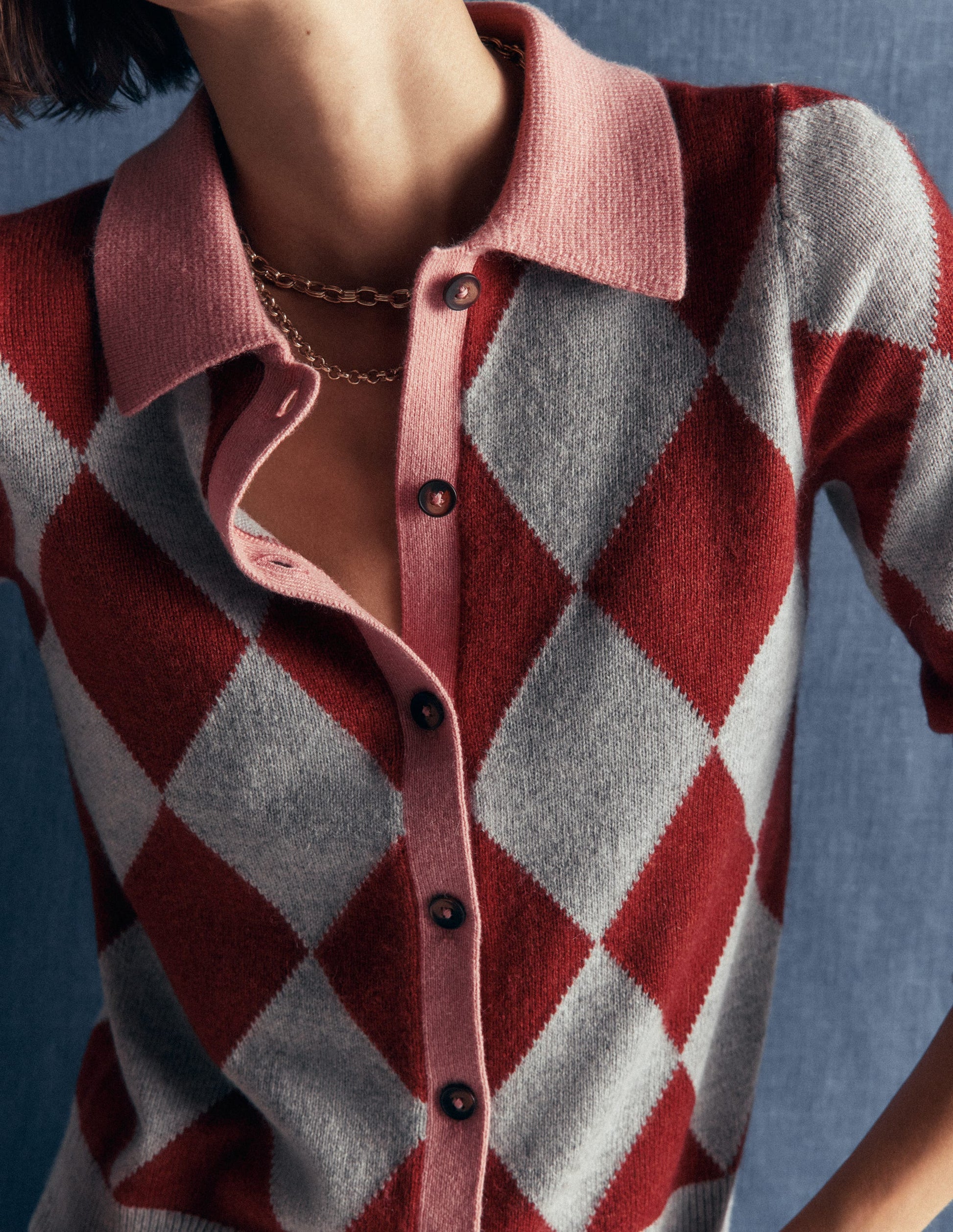 Ariadne Wool Blend Cardigan-Brown Argyle-4