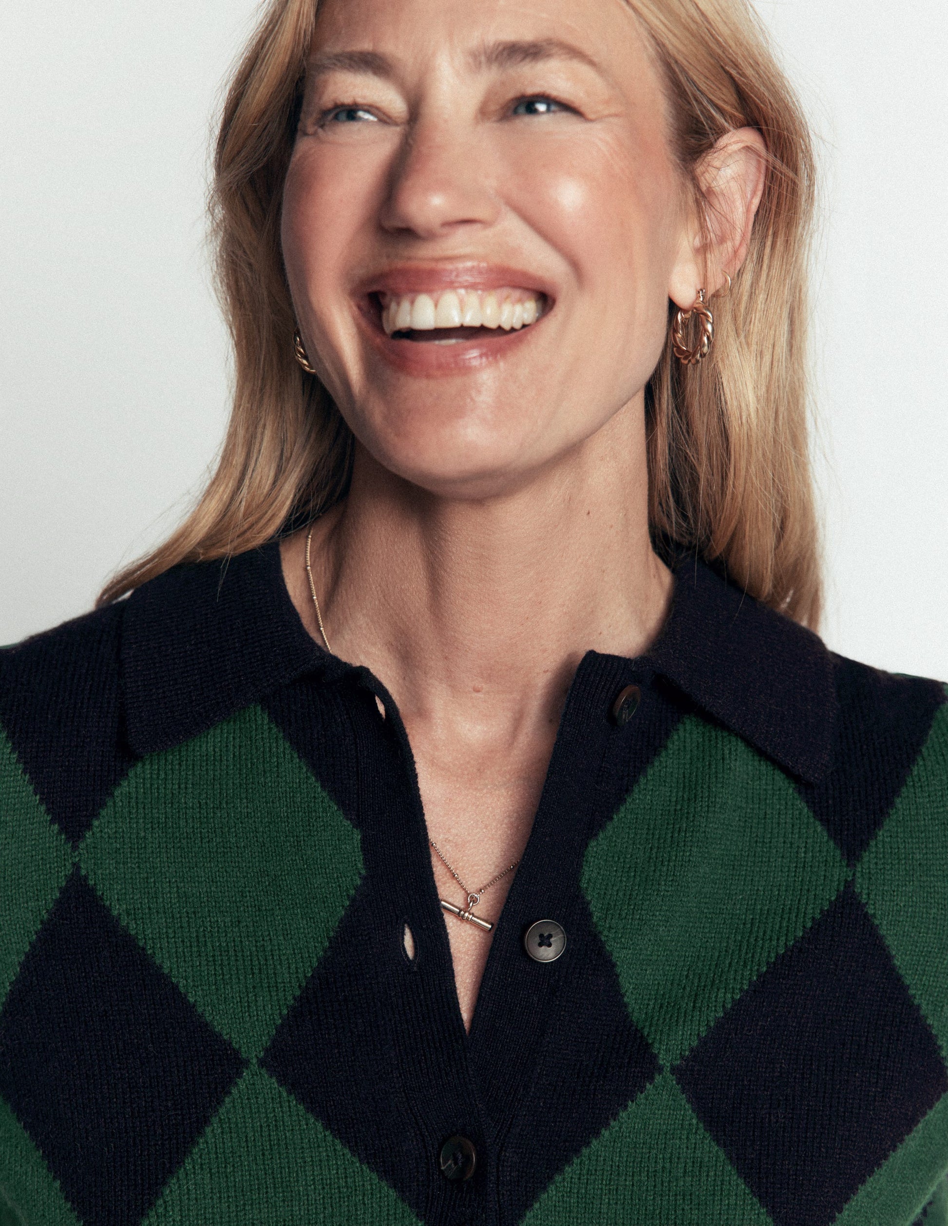 Ariadne Wool Blend Cardigan-Navy Argyle-2