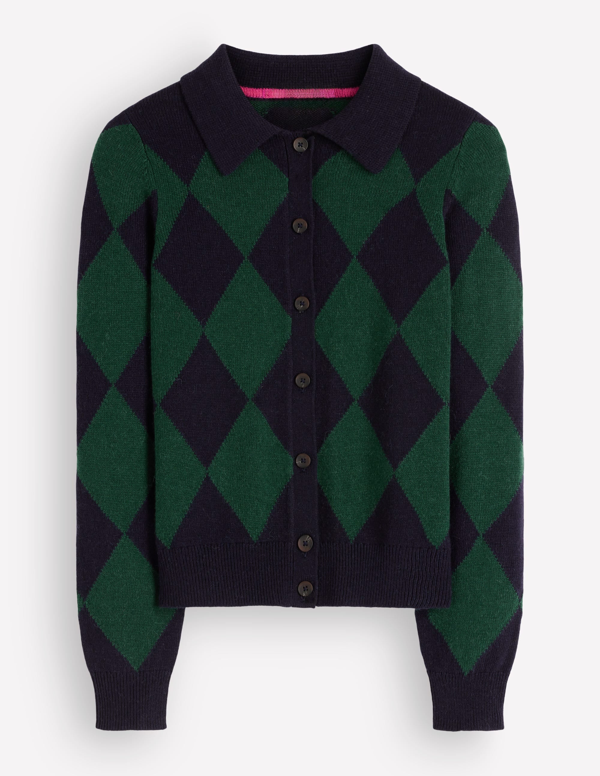 Ariadne Wool Blend Cardigan-Navy Argyle - Image 6
