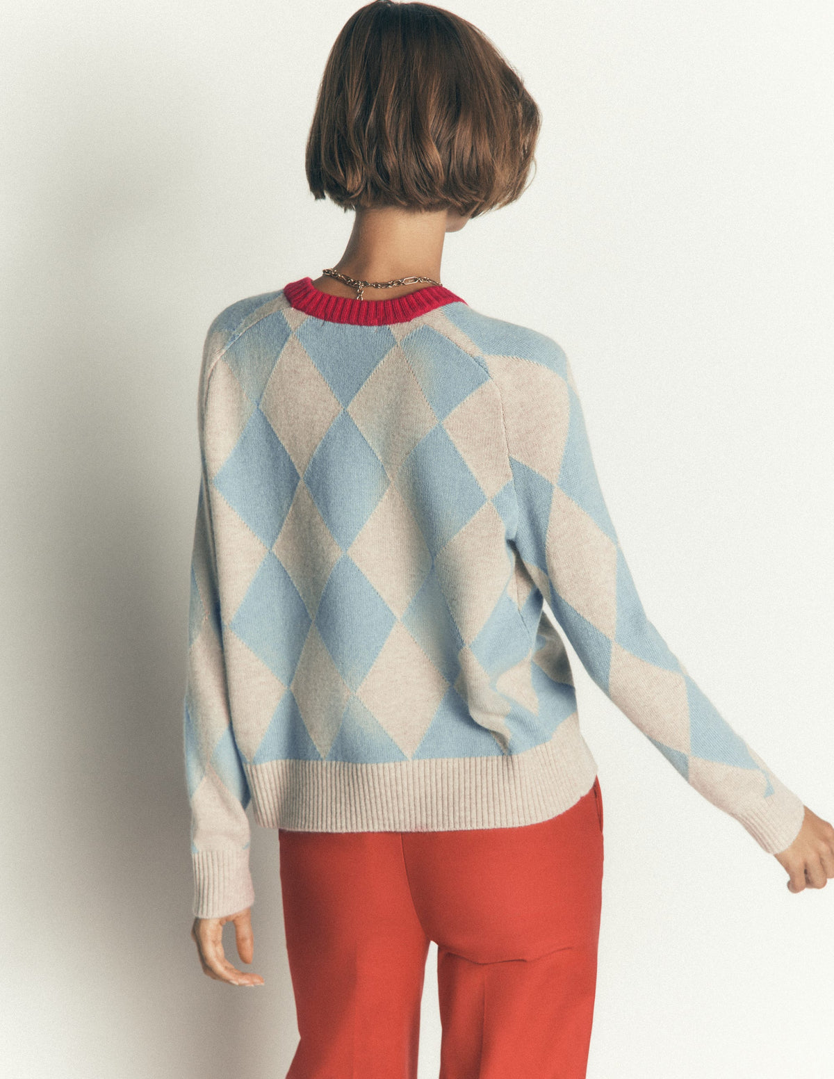 Ariadne Wool Blend Jumper-Blue Argyle-4