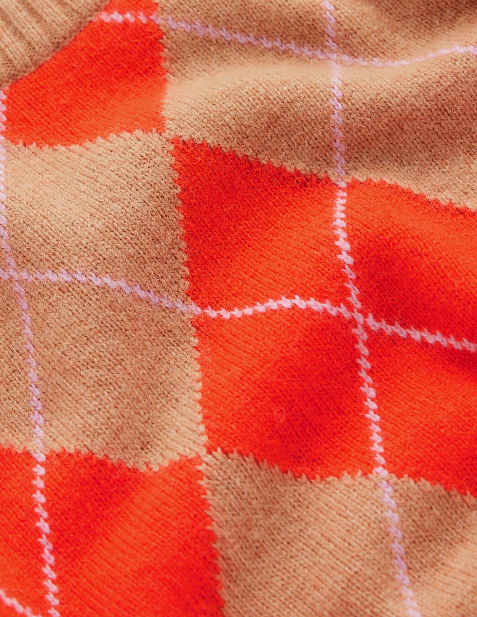 Ariadne Wool Blend Jumper-Orange Argyle - Image 7