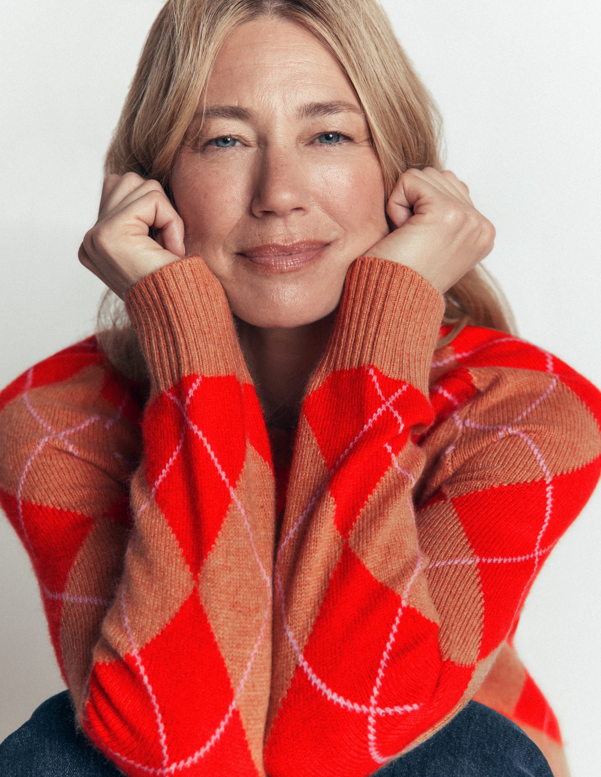 Ariadne Wool Blend Jumper-Orange Argyle - Image 2