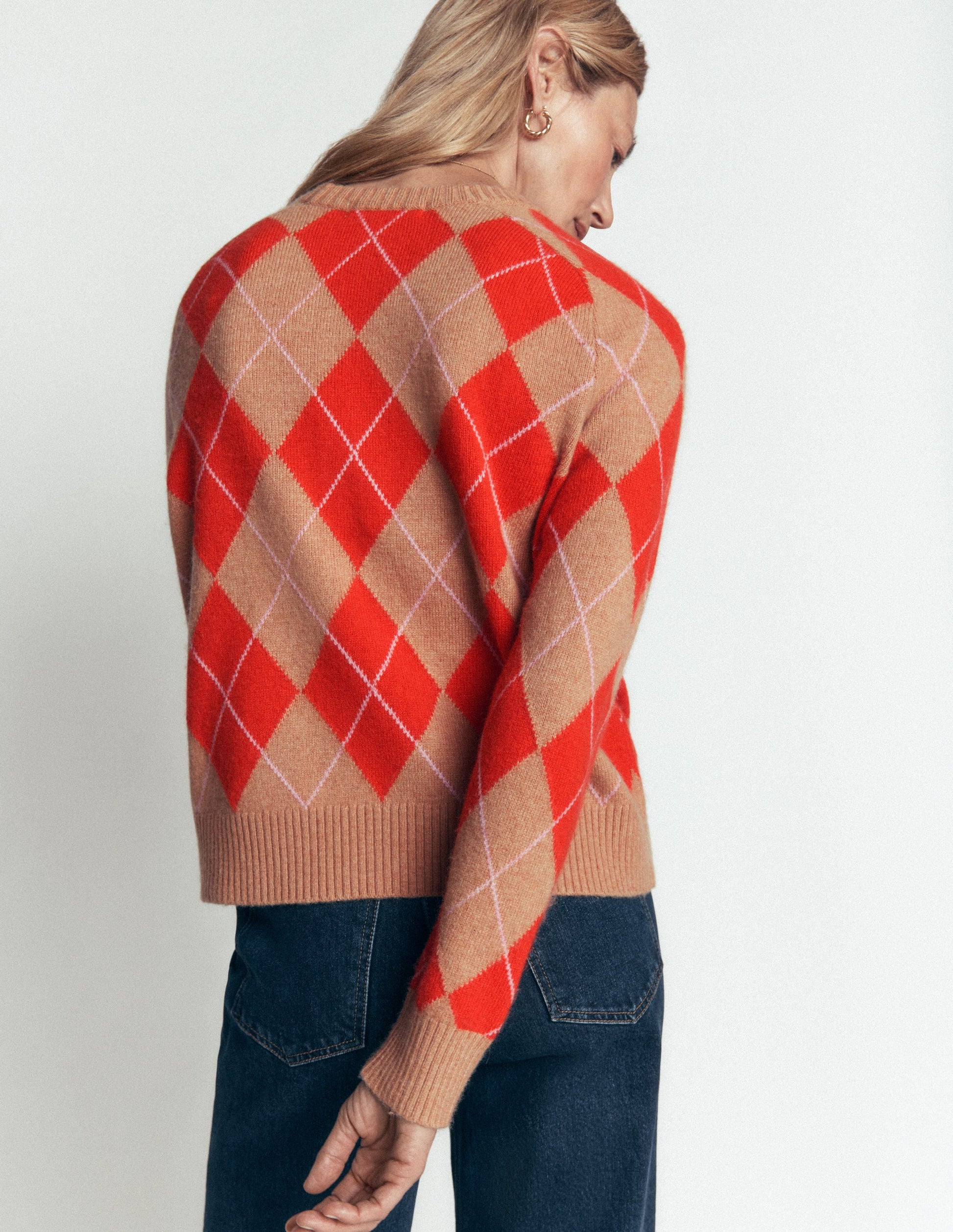 Ariadne Wool Blend Jumper-Orange Argyle-3