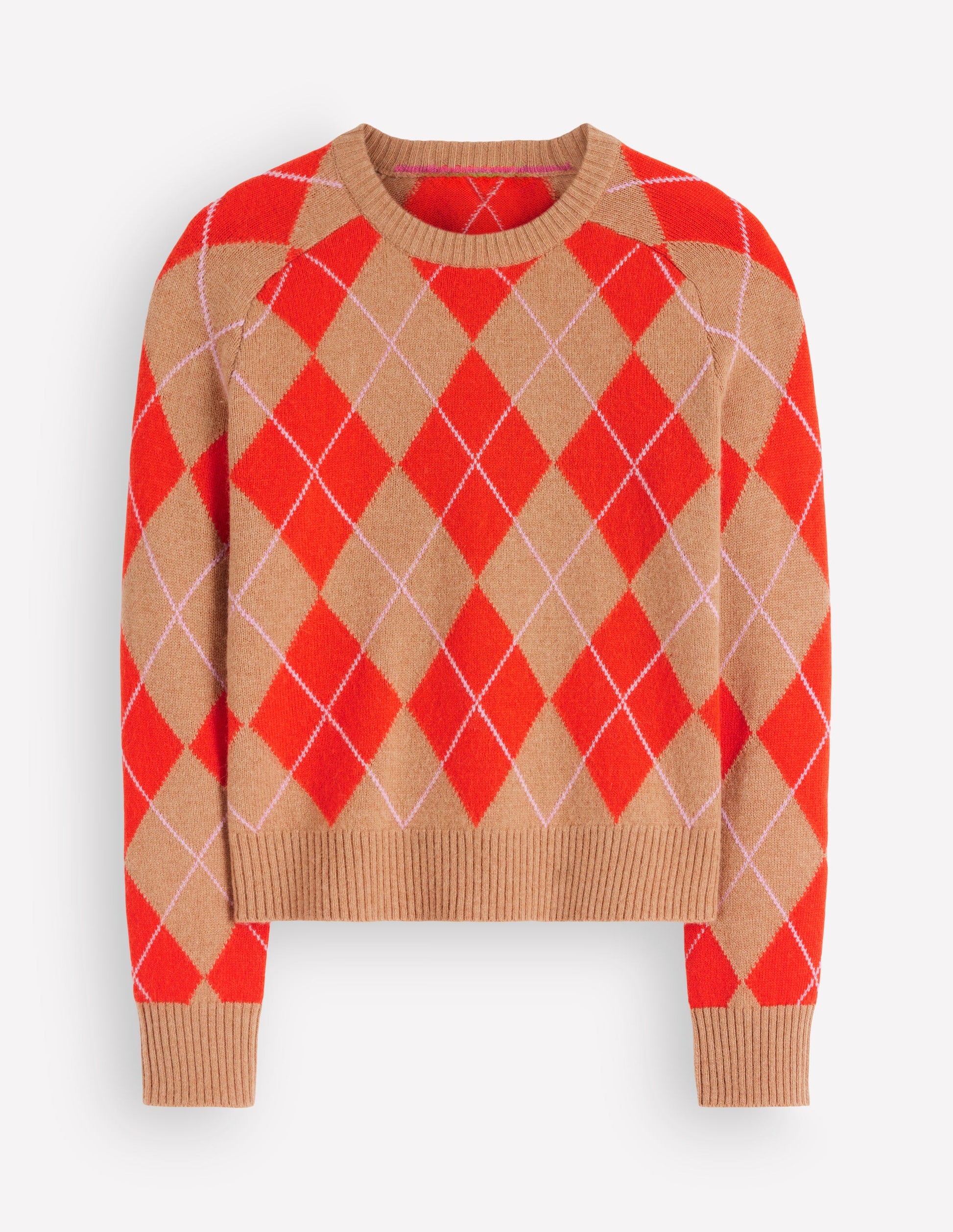 Ariadne Wool Blend Jumper-Orange Argyle-6