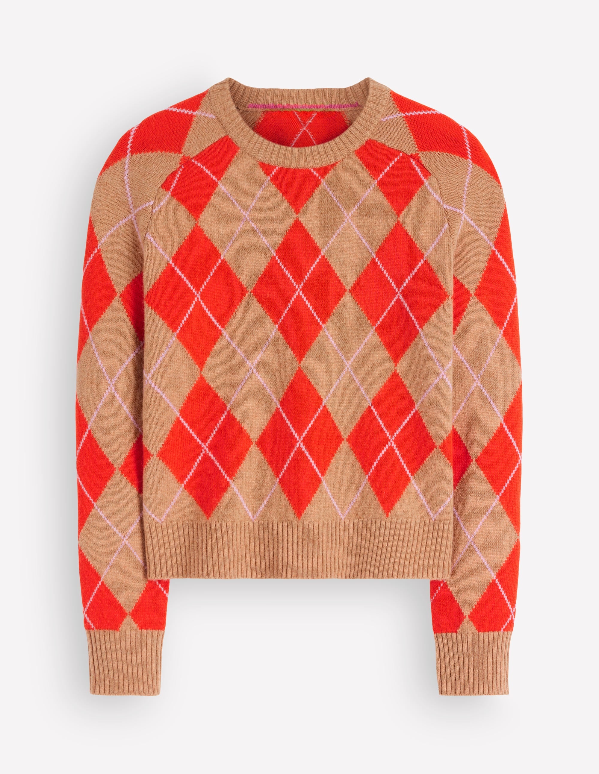 Ariadne Wool Blend Jumper-Orange Argyle - Image 6