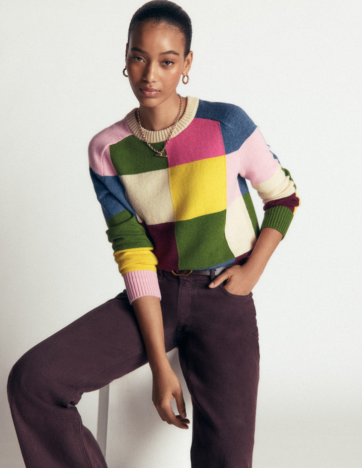 Ariadne Wool Blend Jumper-Multi Gingham
