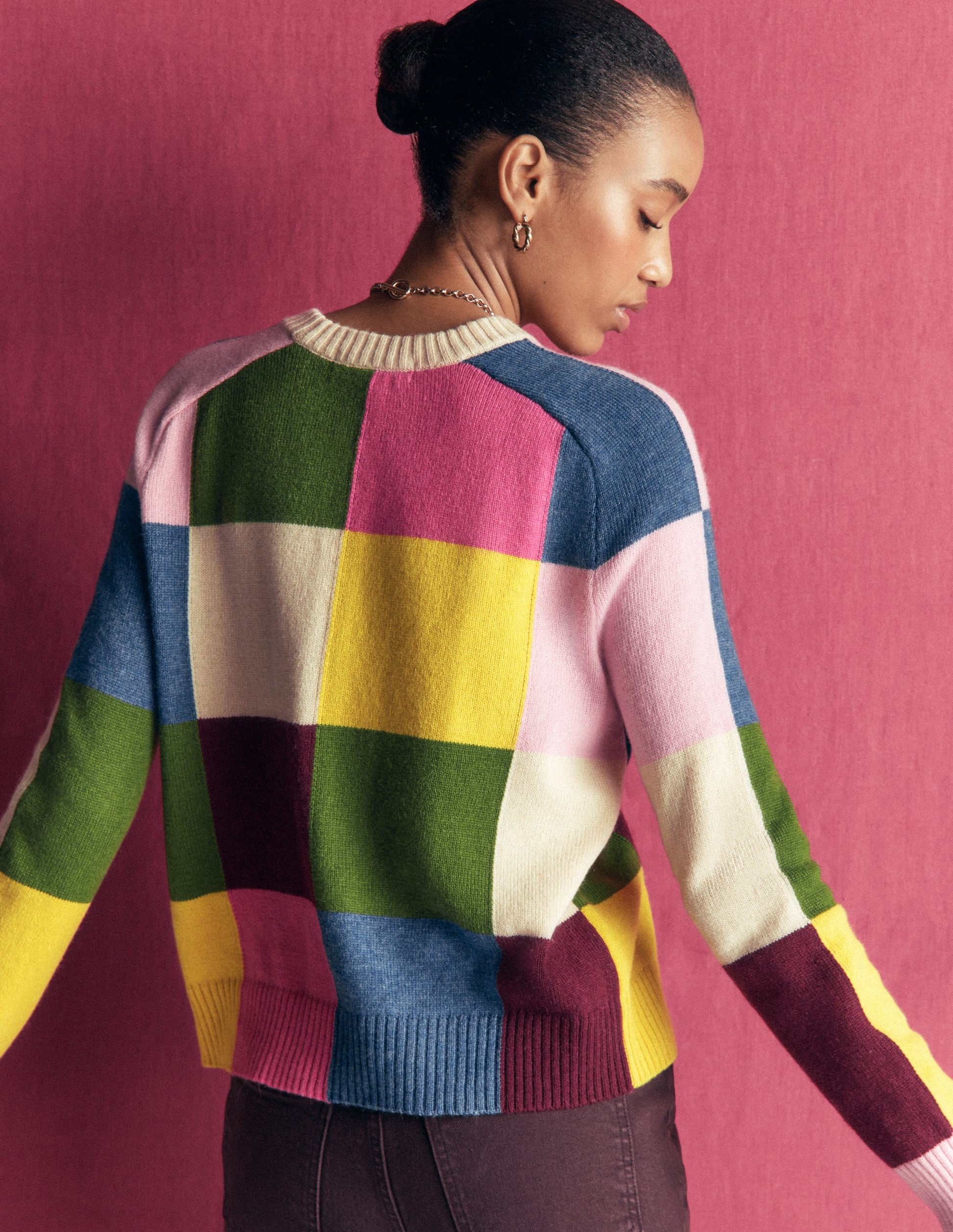 Ariadne Wool Blend Jumper-Multi Gingham-4